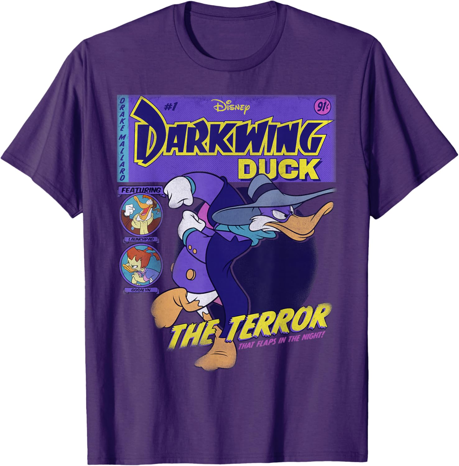 Disney Darkwing Duck Black T-Shirt for Adults Classic Fit Crew Neck - 8