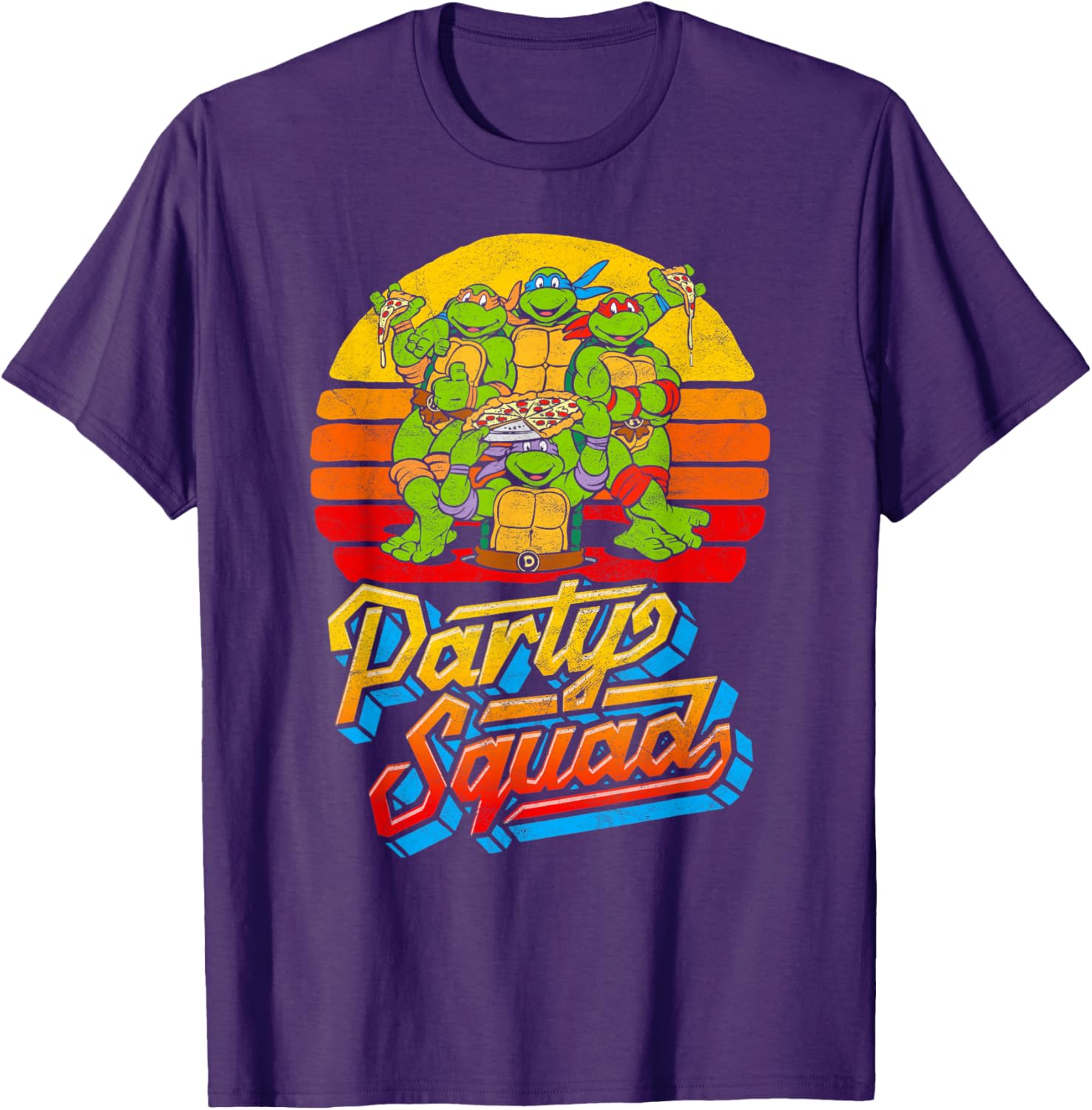 Mademark TMNT Vintage 80s Pizza Friends Distressed T-Shirt for Fans - 7