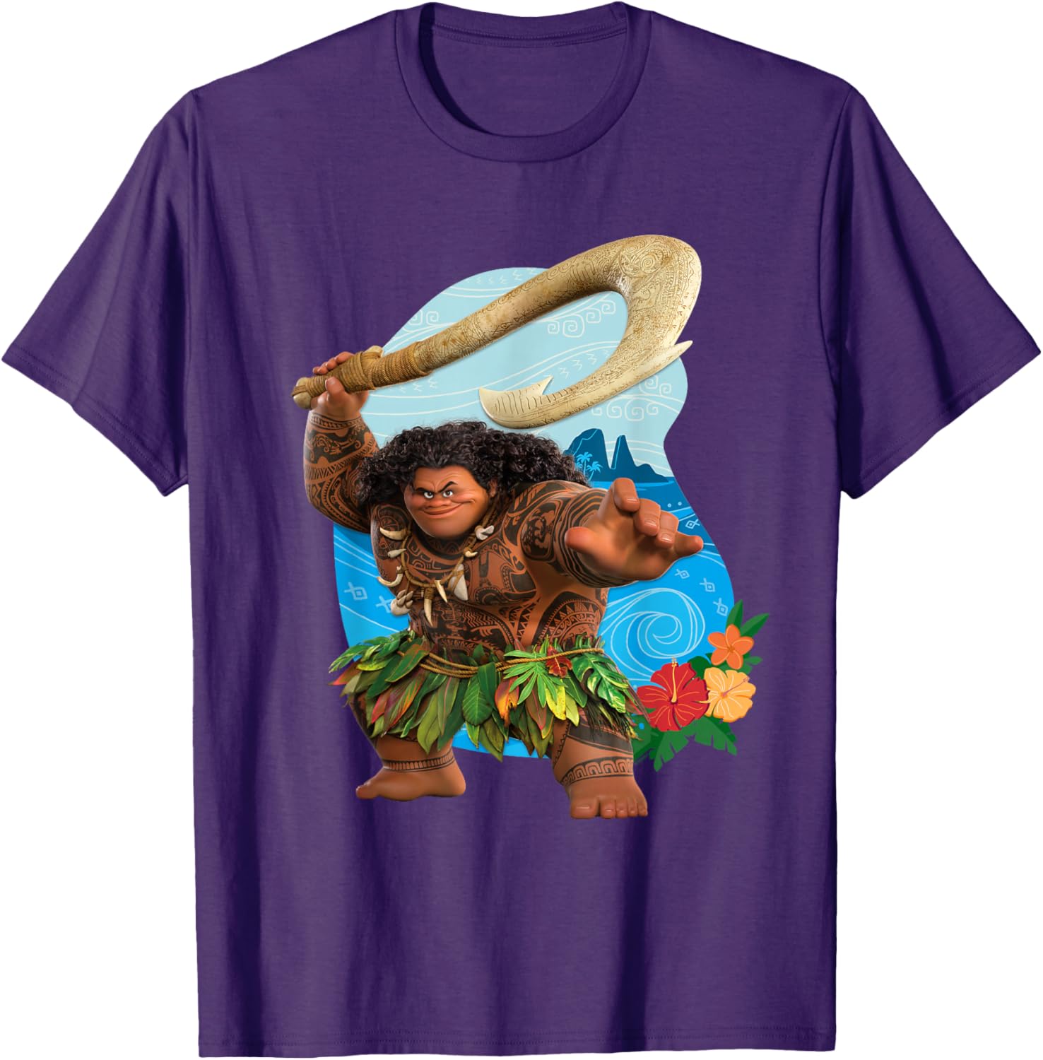 Disney Moana 2 Maui Tropical Island Adventure T-Shirt with Fish Hook - 12