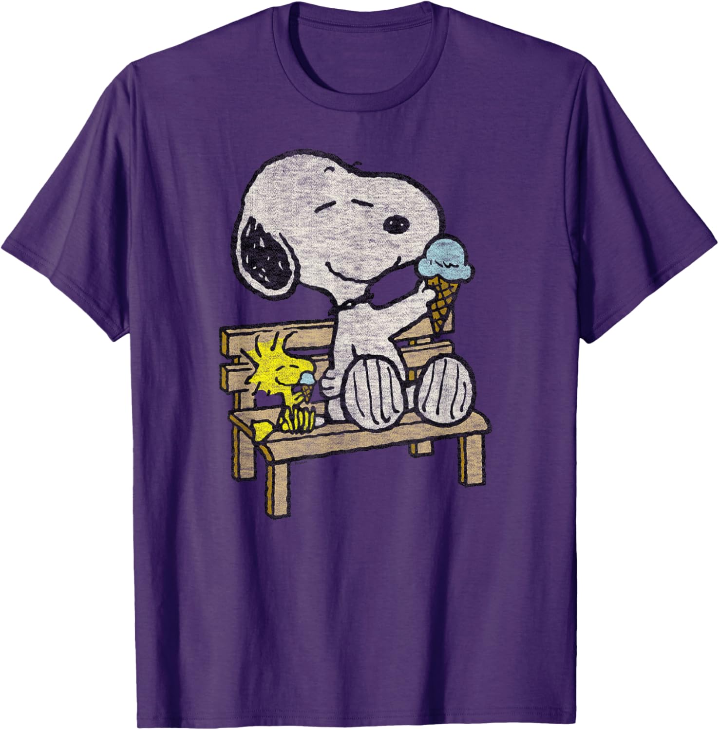 Snoopy and Woodstock Bench T-Shirt - Adorable Peanuts Apparel for Fans - 6