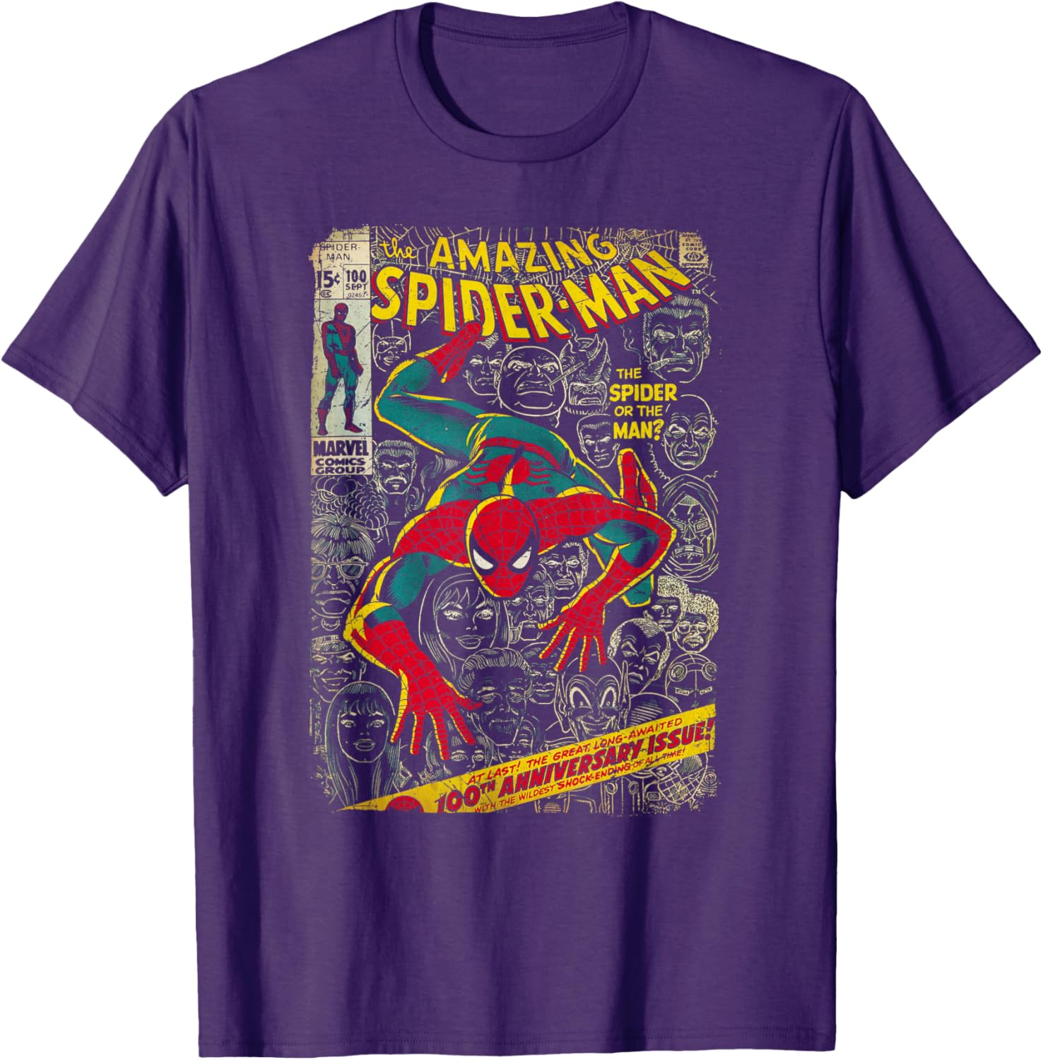 Marvel Spider-Man Comic Book Anniversary Short Sleeve T-Shirt for Fans - 6