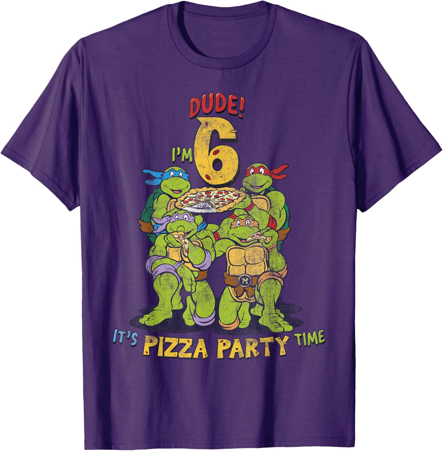 Cool TMNT I'm 6 Dude Pizza Birthday Party T-Shirt for Kids - 11