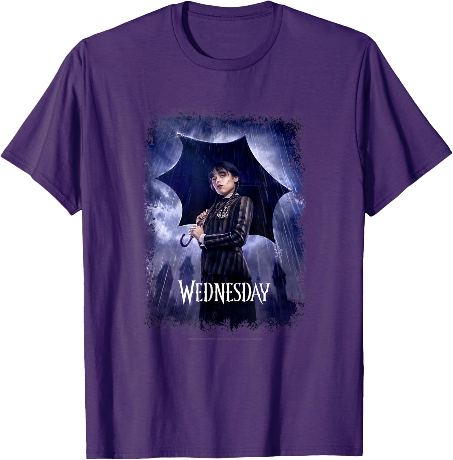 Wednesday Black Umbrella Rain Portrait T-Shirt for Fashion Lovers - 8