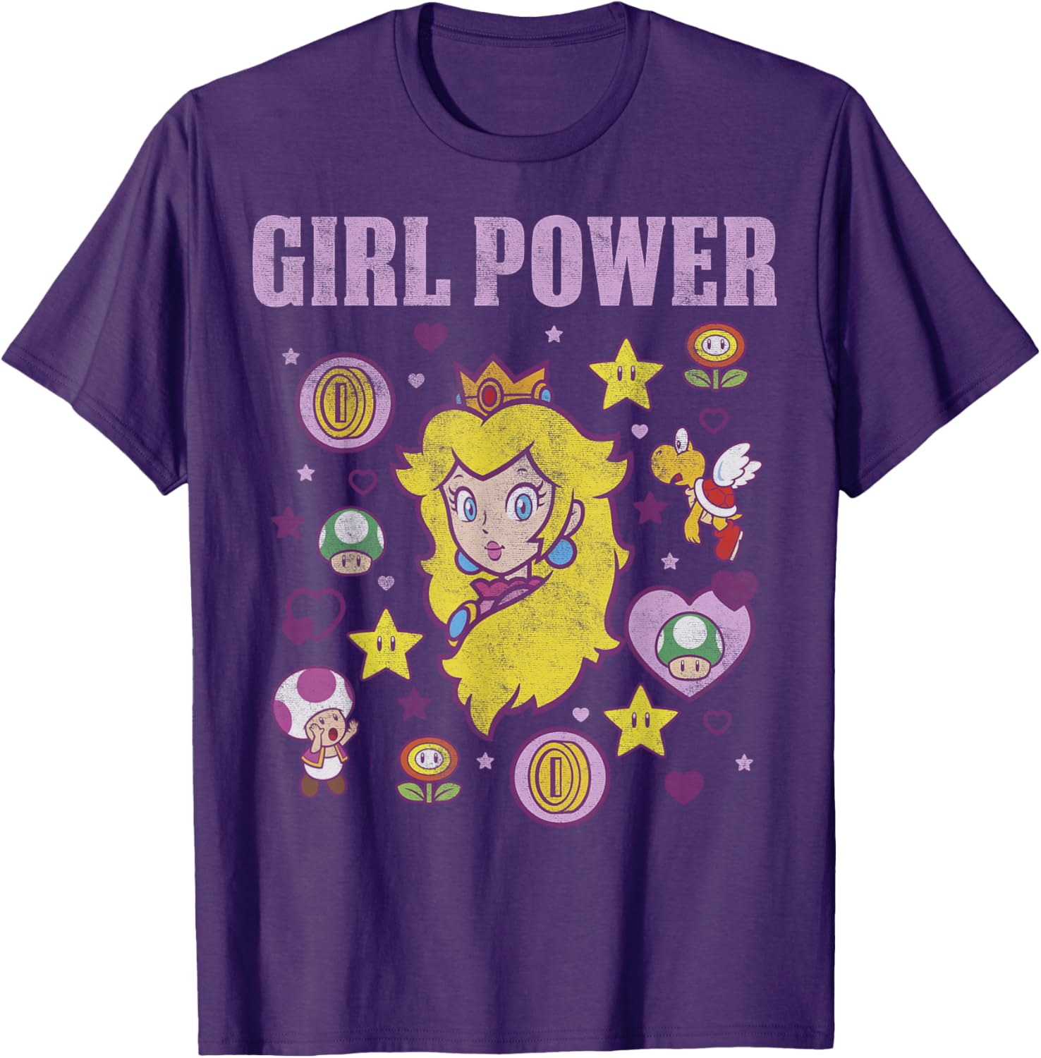 Nintendo Super Mario Peach Girl Power Icons Graphic T-Shirt for Women - 6