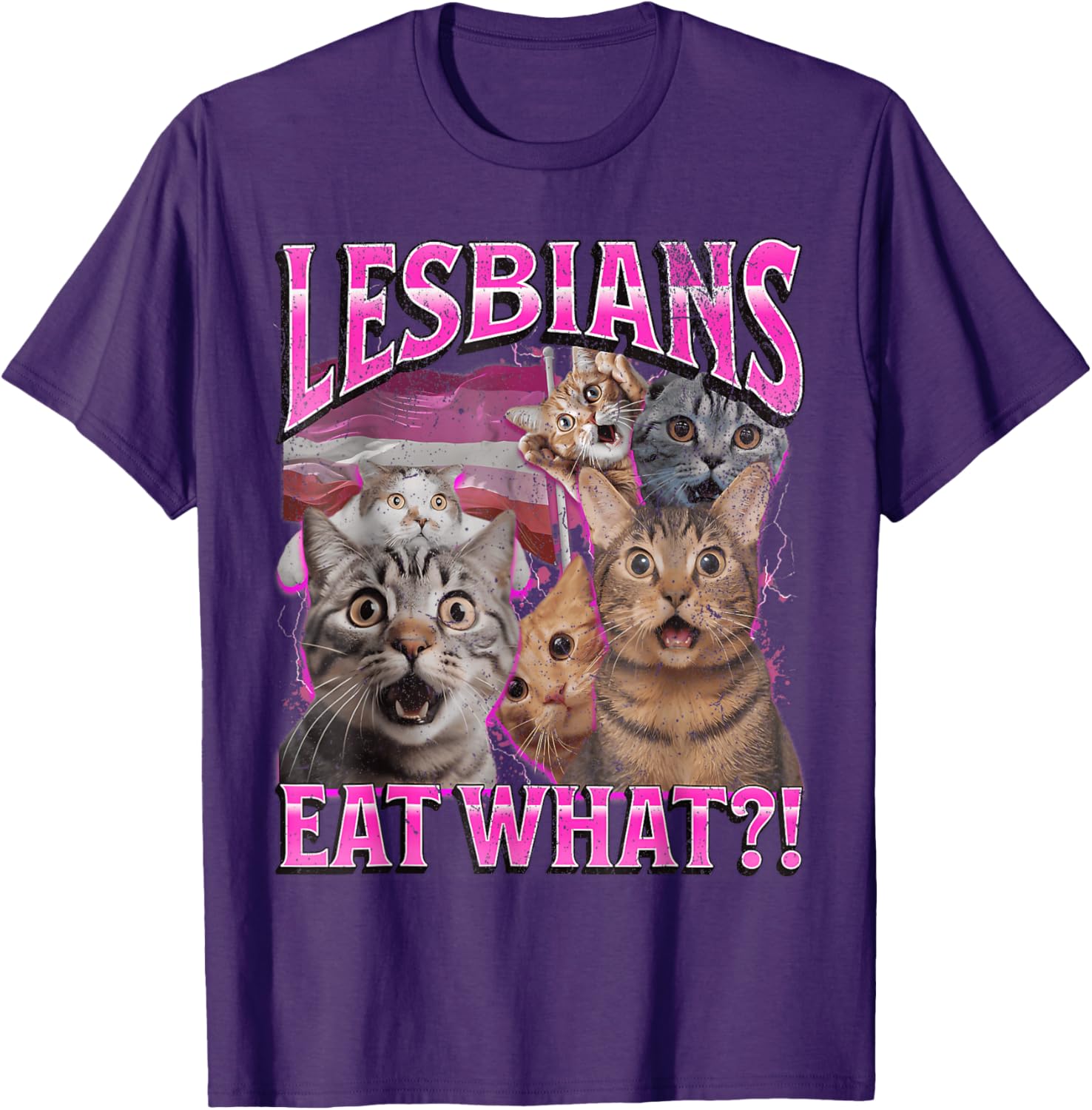 Funny Cat LGBTQ Pride T-Shirt with Lesbians Eat What Pun - Great Gift! - 18