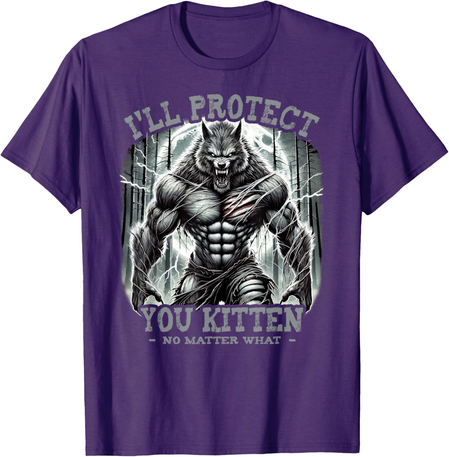 Funny Graphic Tee I'll Protect You Kitten Alpha Wolf T-Shirt for Pet Lovers - 20
