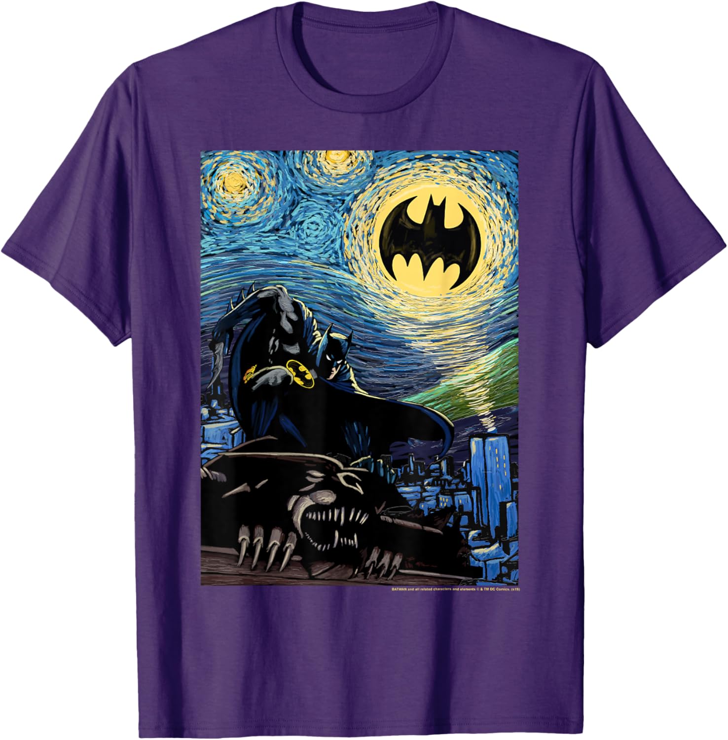DC Comics Batman Starry Night Style Poster T-Shirt for Fans and Collectors - 7