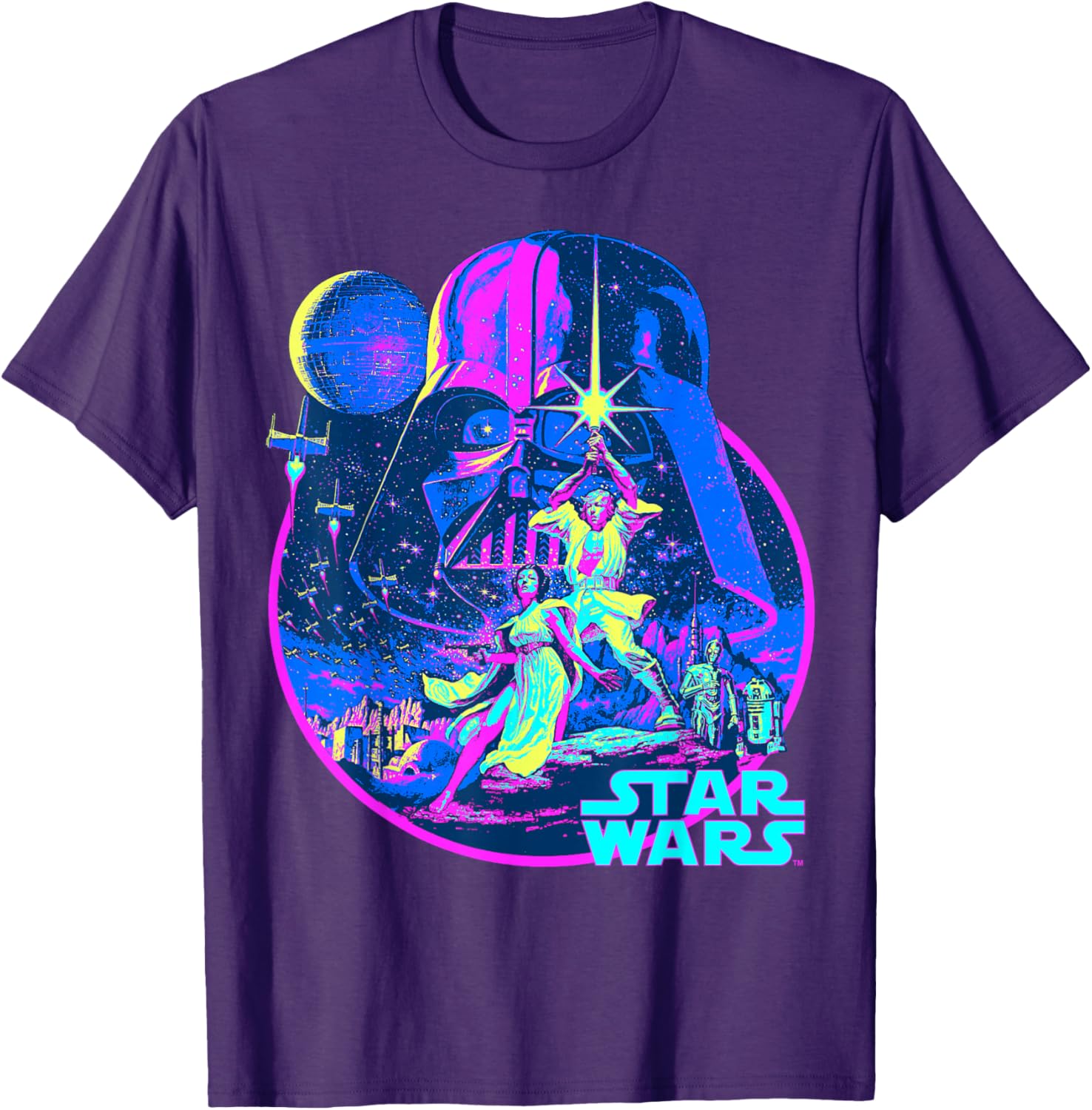 Star Wars Neon Poster T-Shirt for Fans of Disney Classic Adventure - 13
