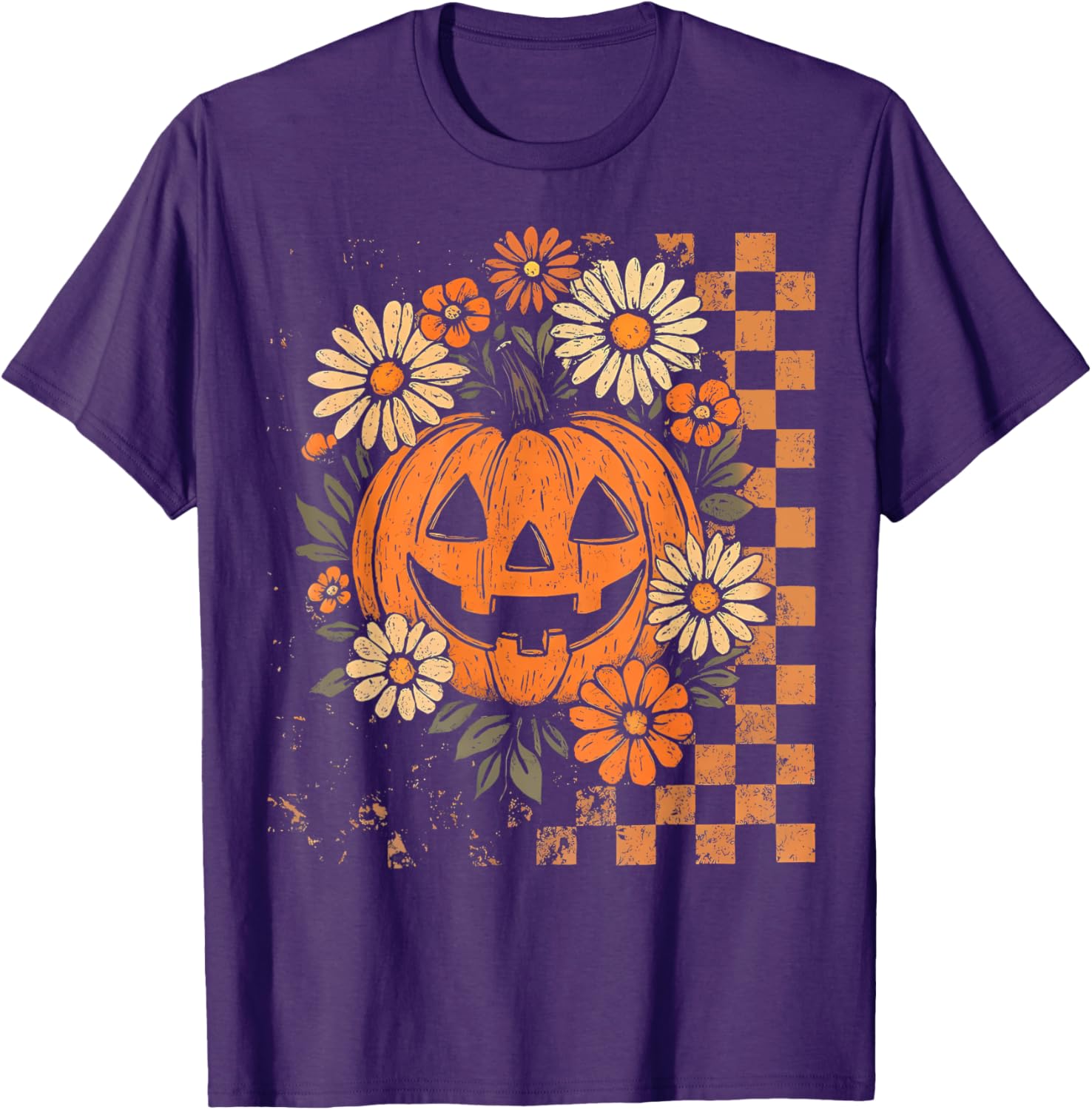 Vintage Floral Boho Pumpkin Halloween T-Shirt for Fall Fun - 24