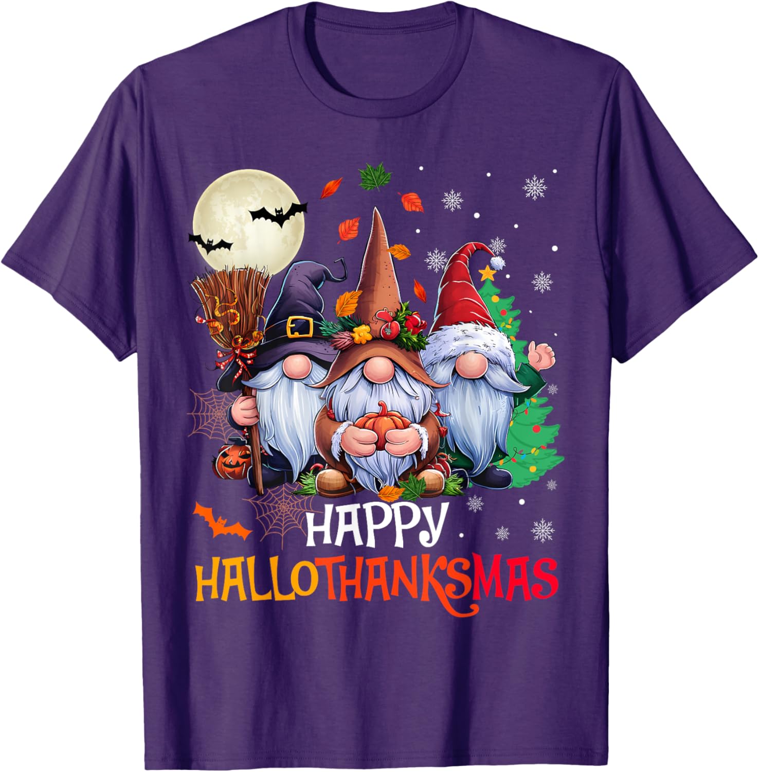 Happy Hallothanksmas Gnomes Lover T-Shirt for Halloween and Christmas - 7