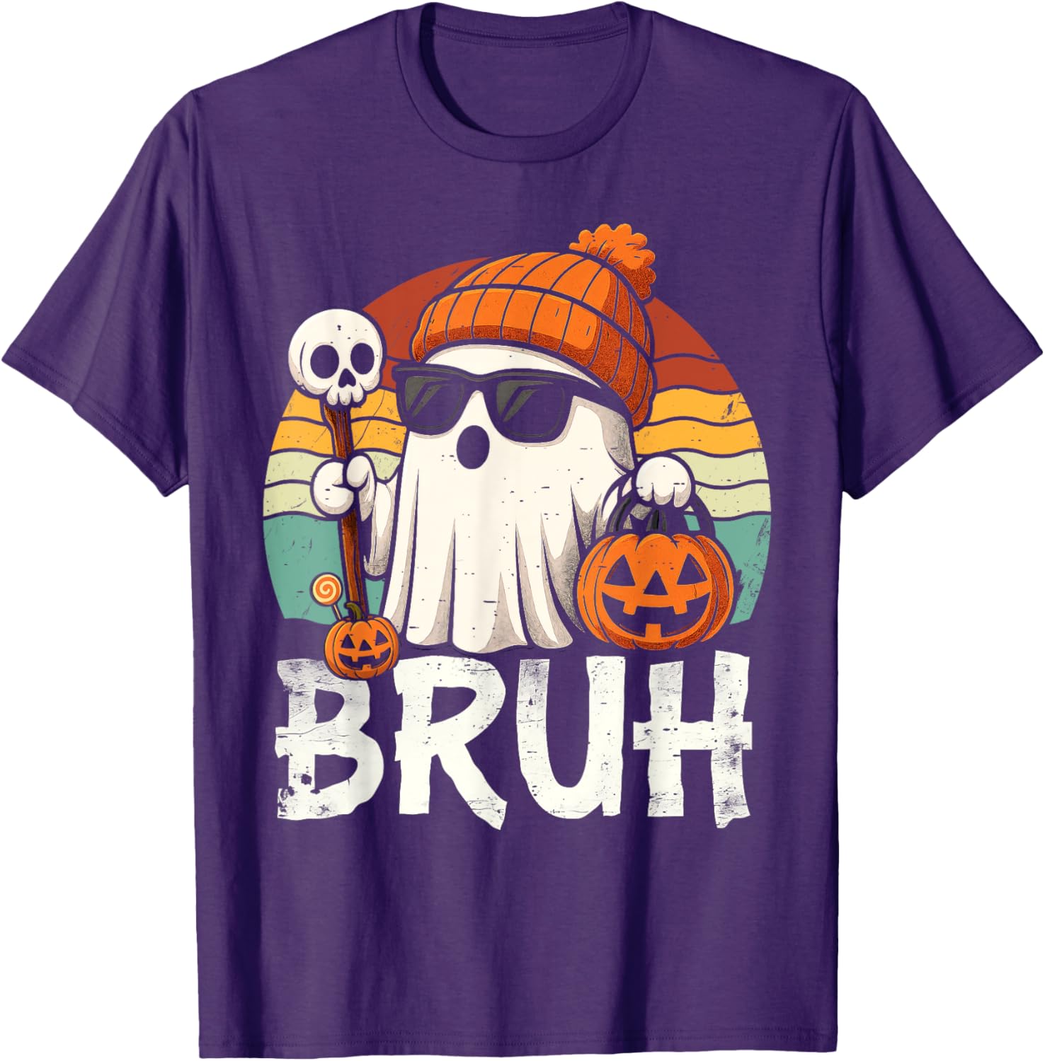 Cute Bruh Ghost Trick or Treat Kids T-Shirt for Halloween Fun - 5