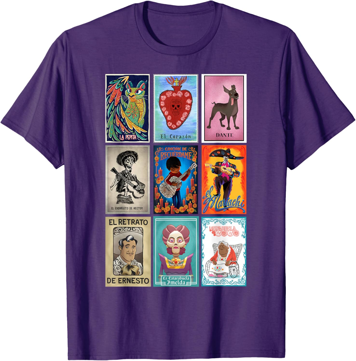 Disney Pixar Coco Vintage Loteria Cards T-Shirt for Fun and Style - 10