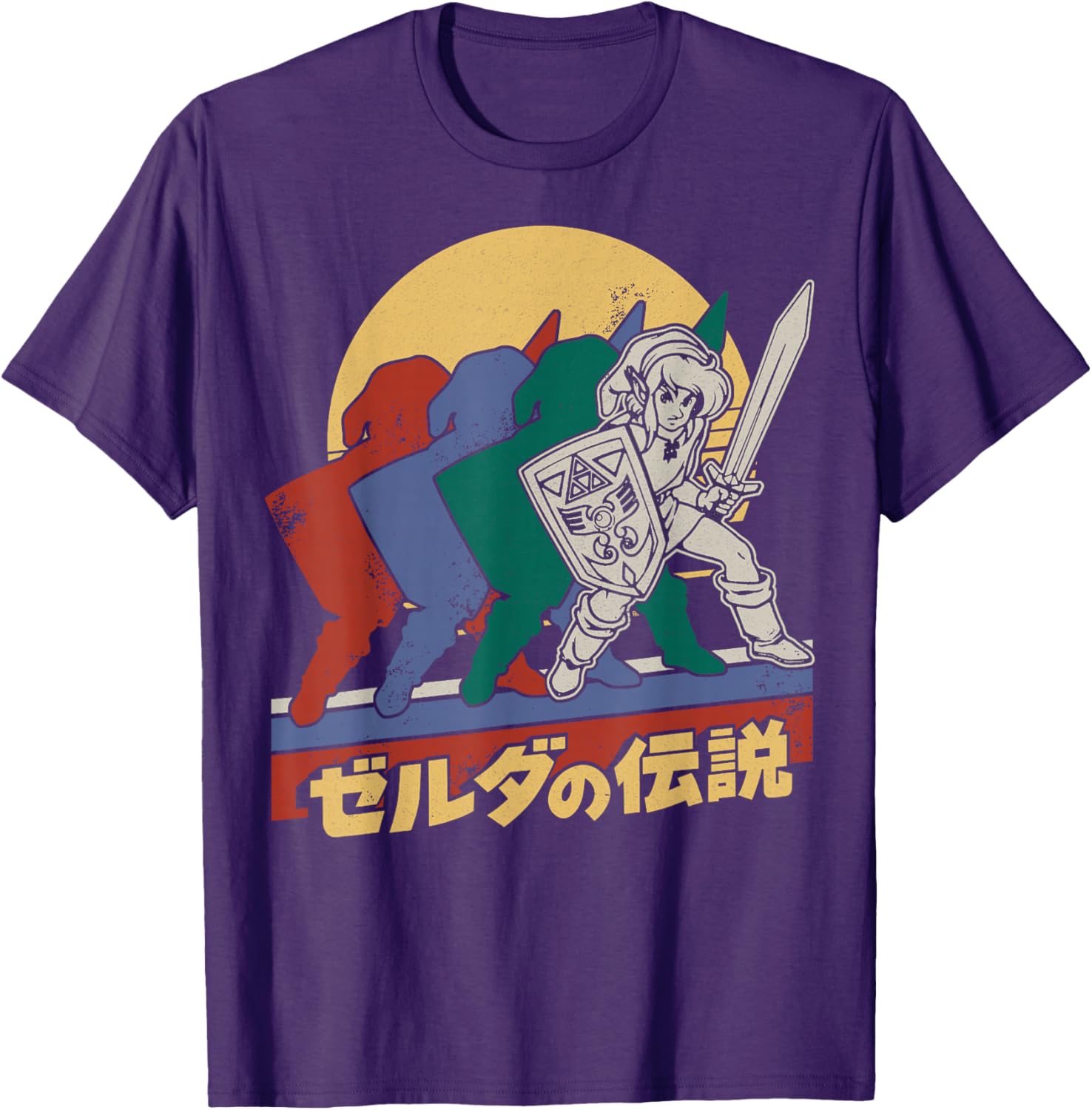 The Legend Of Zelda Retro Link Kanji Portrait Black T-Shirt for Men - 7