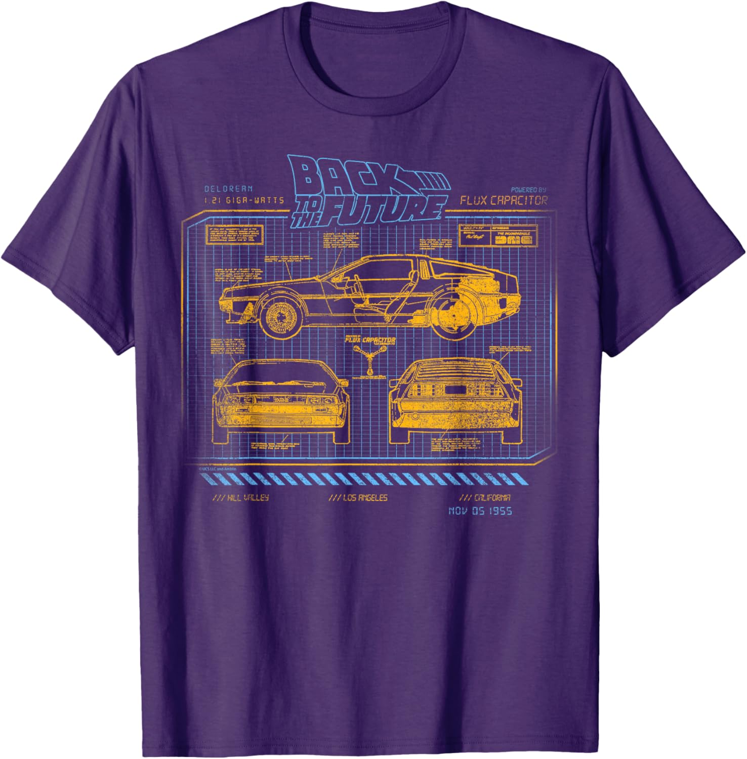 Back To The Future DeLorean Schematics T-Shirt for Fans and Collectors - 1