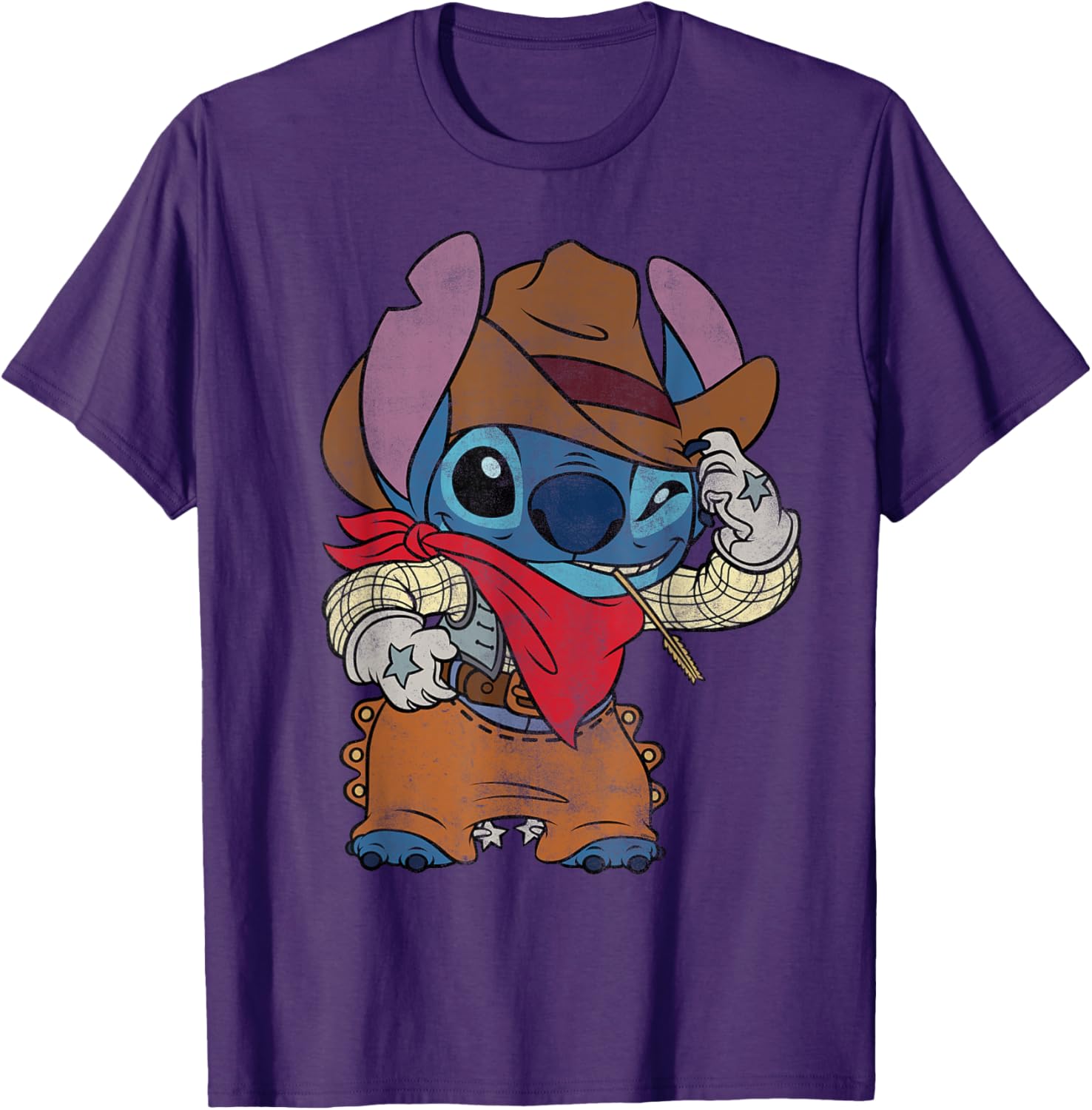 Disney Stitch Cowboy Costume T-Shirt Vintage Western Style Apparel - 2