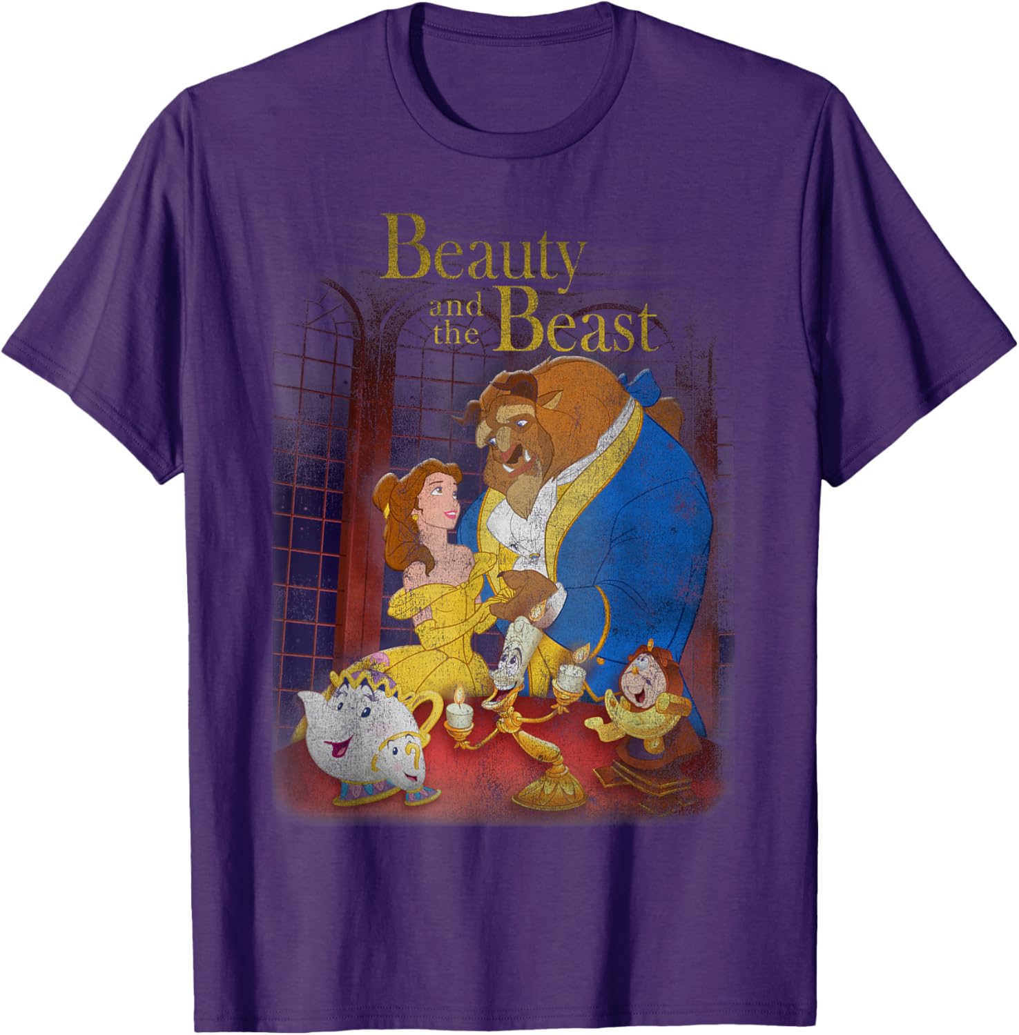Disney Beauty and the Beast Vintage Distressed T-Shirt Group Shot Design - 1