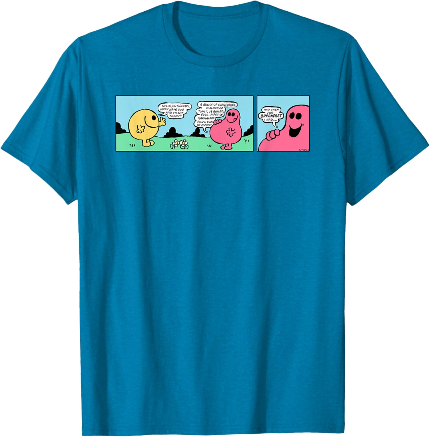 Mr Men Mr Greedy Retro Comic Book T-Shirt Colorful Fun Apparel - 1