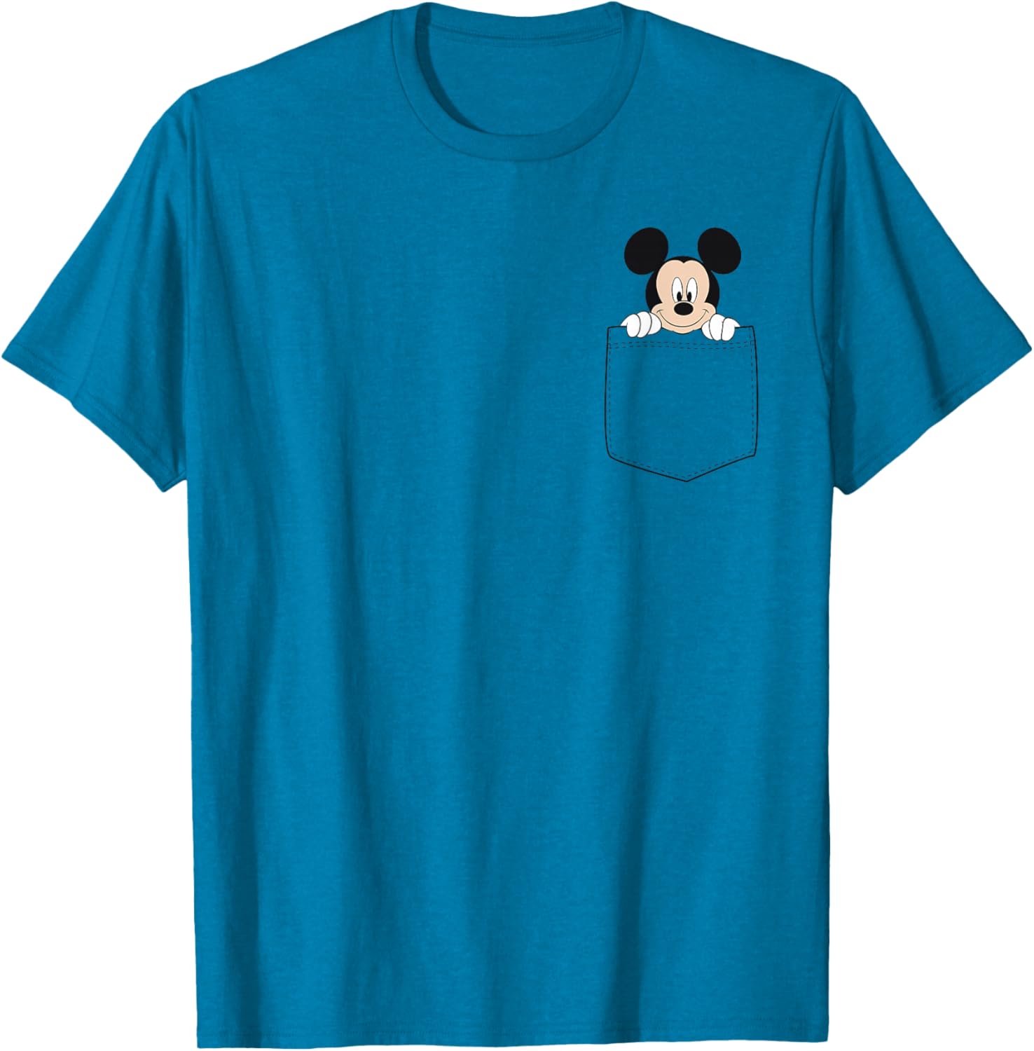 Disney Classic Fit Mickey Mouse T-Shirt for Adults - Blue Cotton Crew Neck - 6