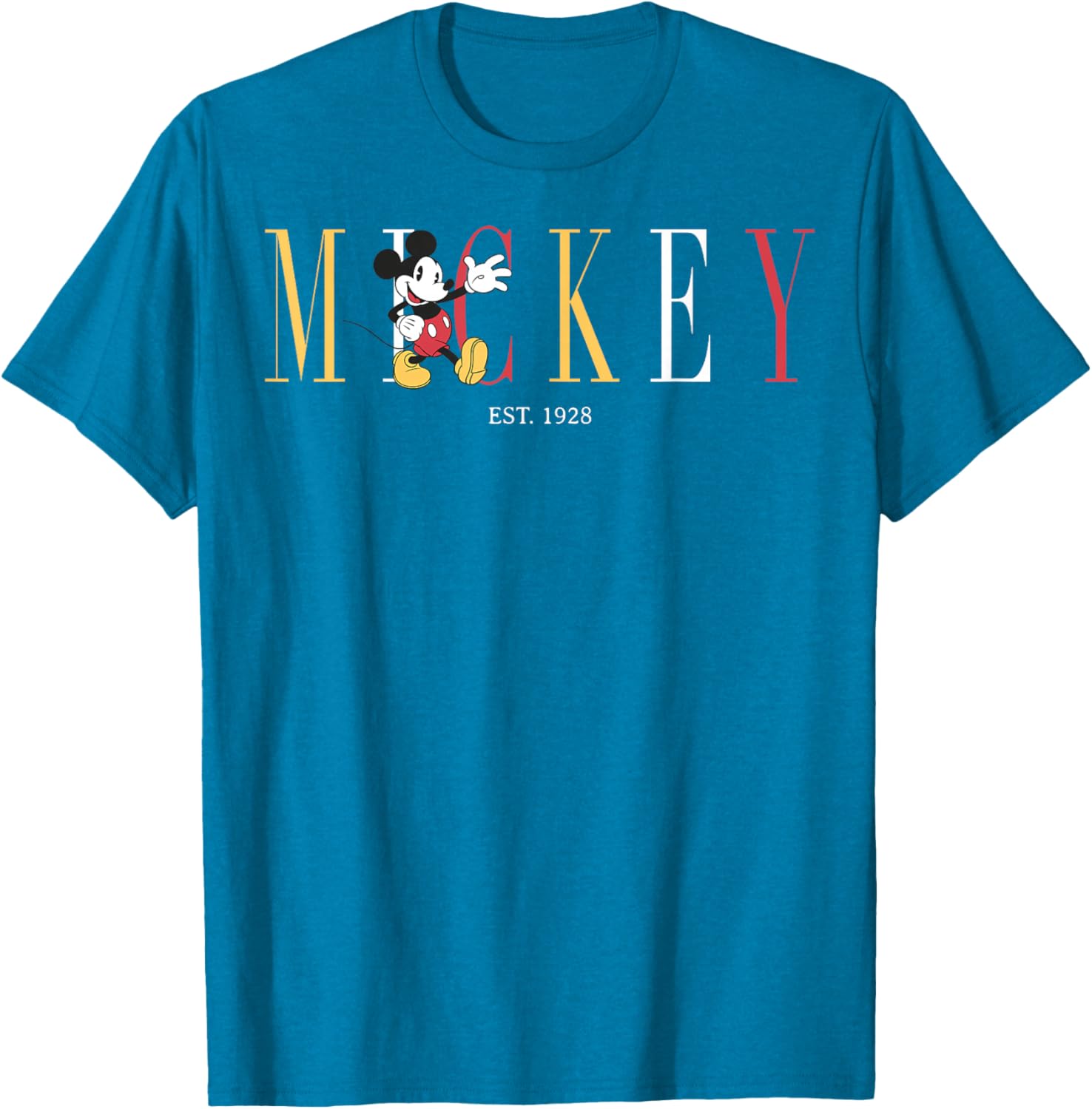 Classic Disney Mickey Mouse T-Shirt for Men, Est 1928, Blue, Small - 6