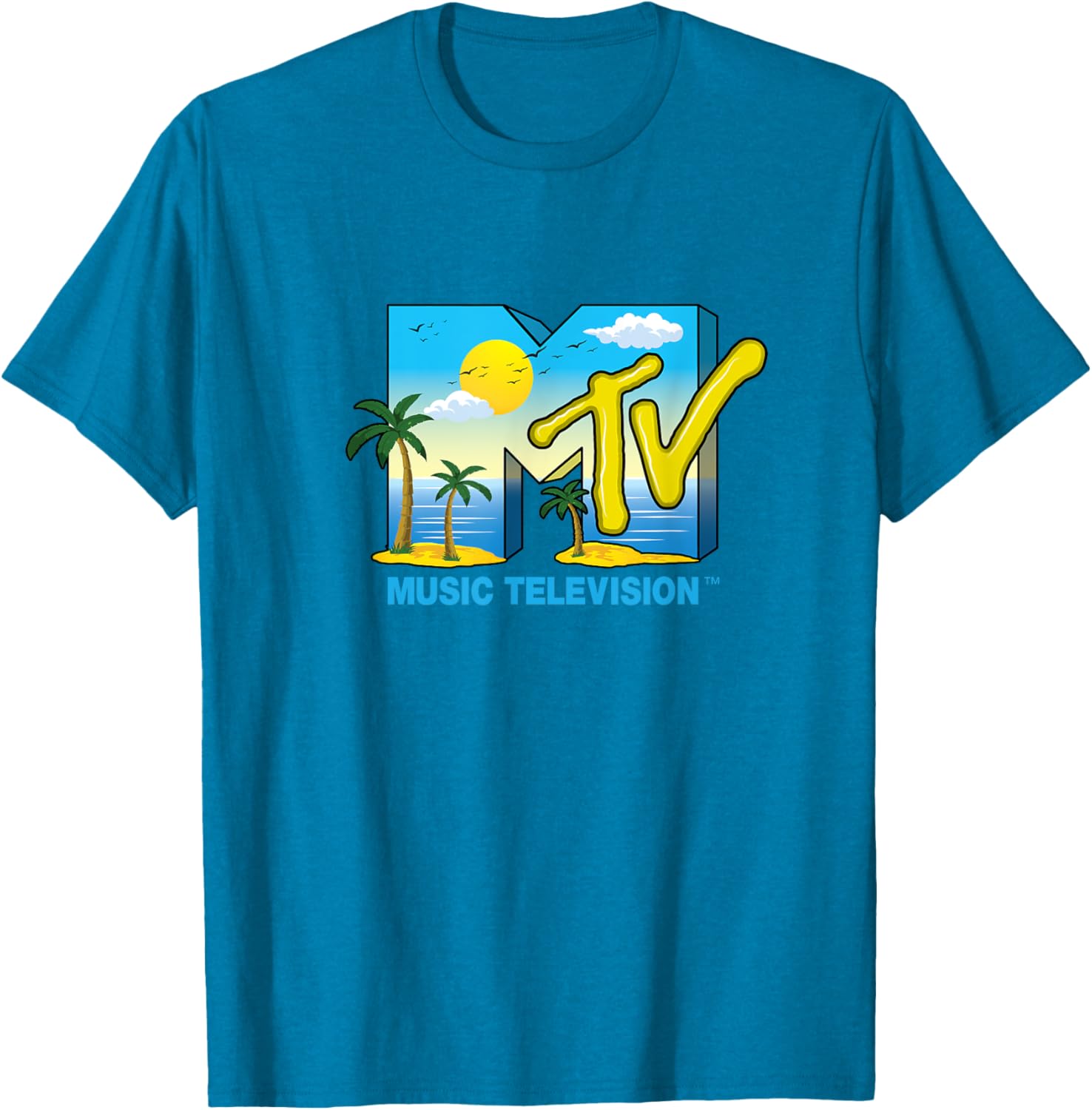 Mademark x MTV Official Logo T-Shirt with Palm Trees and Beach Vibes - 25