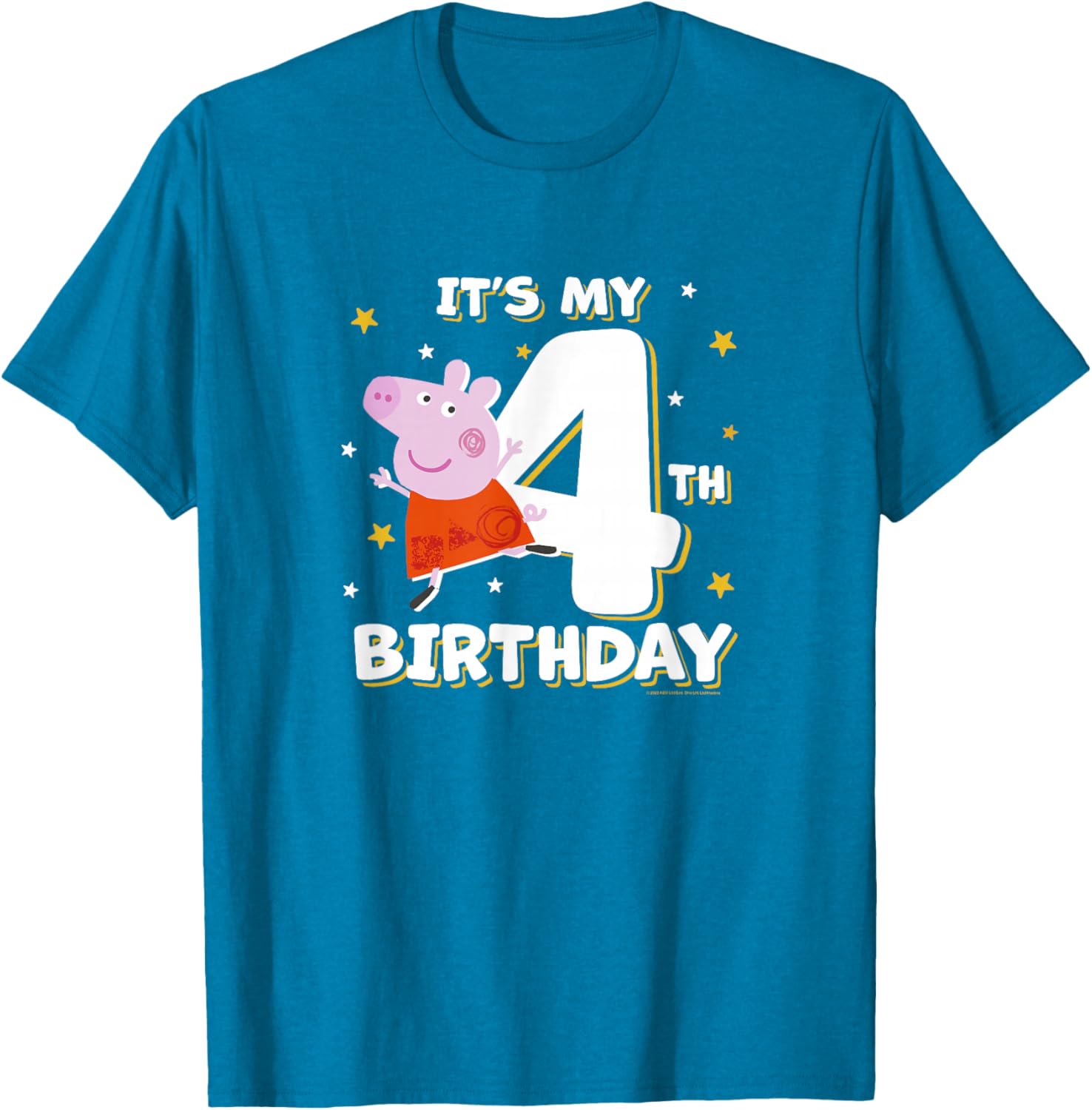 Peppa Pig 4th Birthday Holiday Stars Celebration T-Shirt for Kids - 12