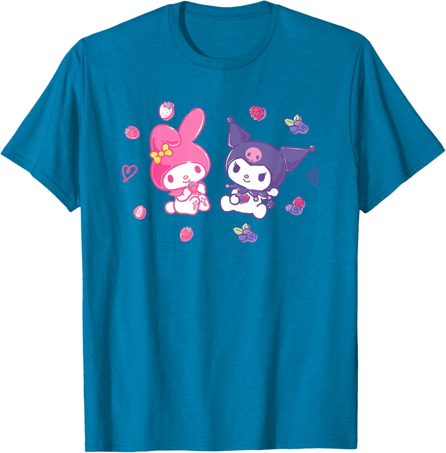 Sanrio Kuromi and My Melody Berry T-Shirt for Kids, Small Black Design - 3