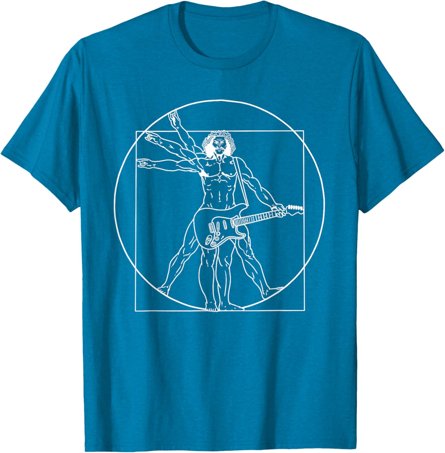 Guitar Da Vinci Vitruvian Man Musician T-Shirt for Guitar Lovers - 9