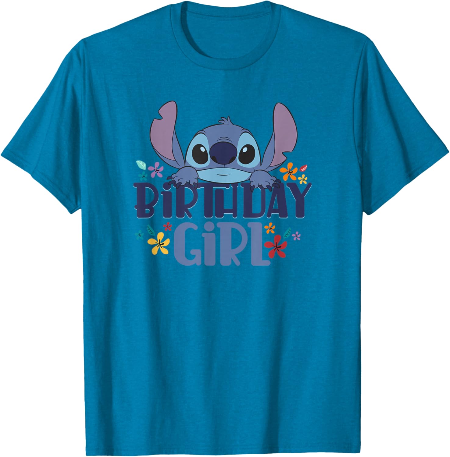 Disney Lilo & Stitch Birthday Girl Retro Floral Logo T-Shirt for Kids - 8