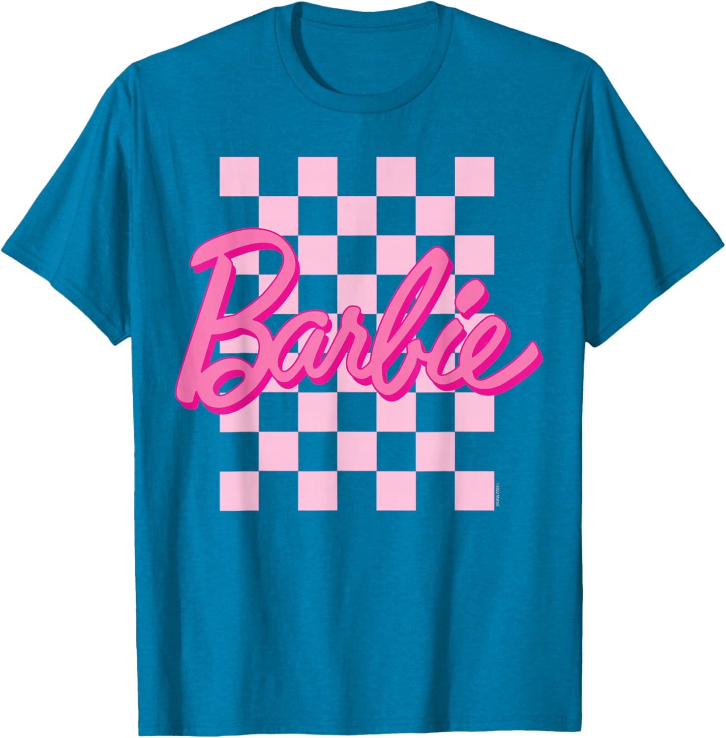 Barbie Logo Checkered Short Sleeve T-Shirt for Women Small Size - 3