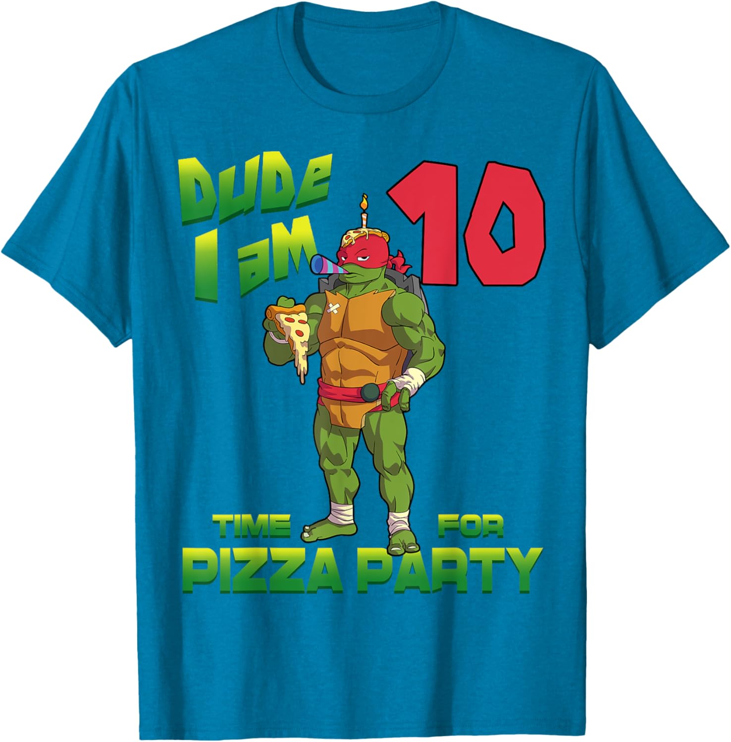 Mademark Teenage Mutant Ninja Turtles Raphael Pizza Birthday T-Shirt - 9