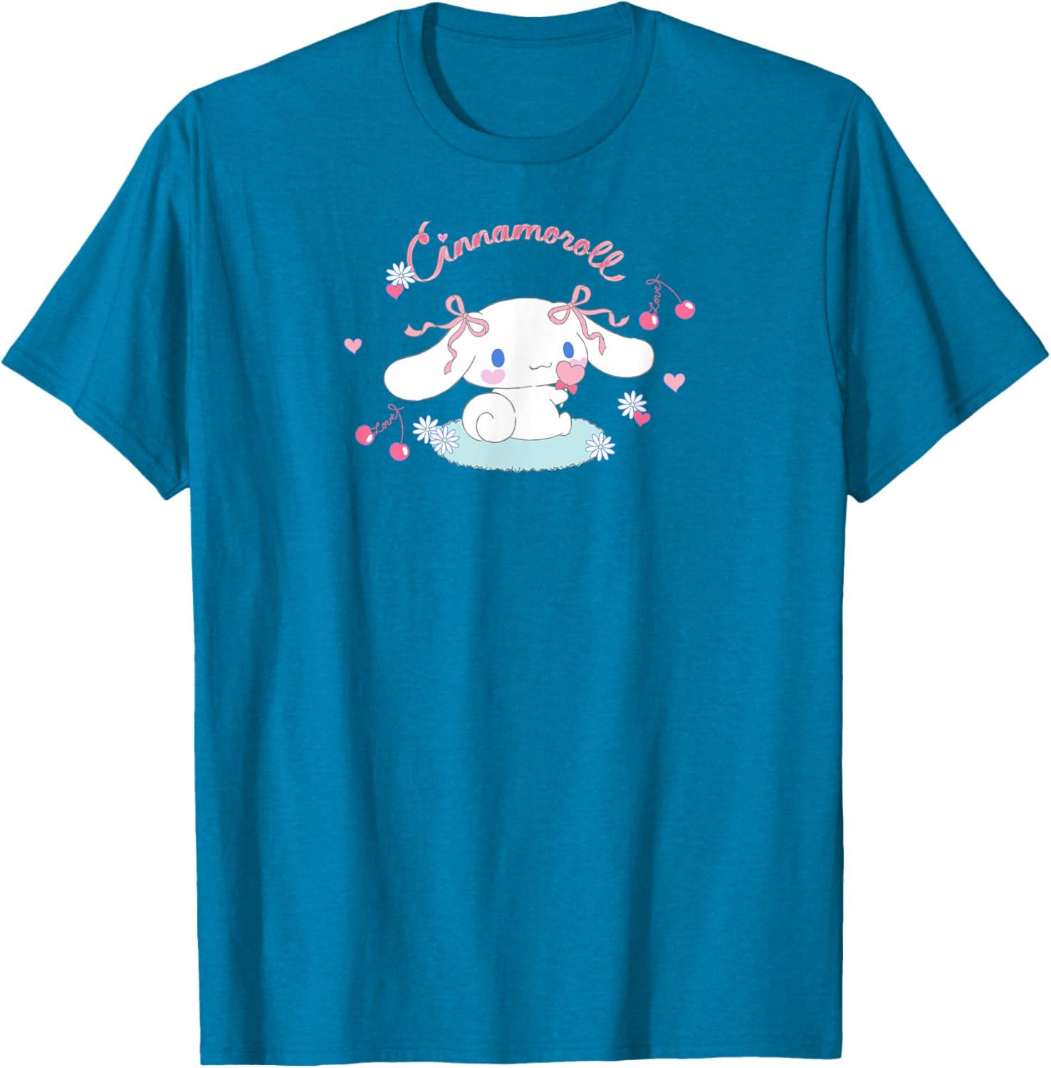 Cute SANRIO Cinnamoroll Cherry Love T-Shirt for All Seasons - White Small - 10