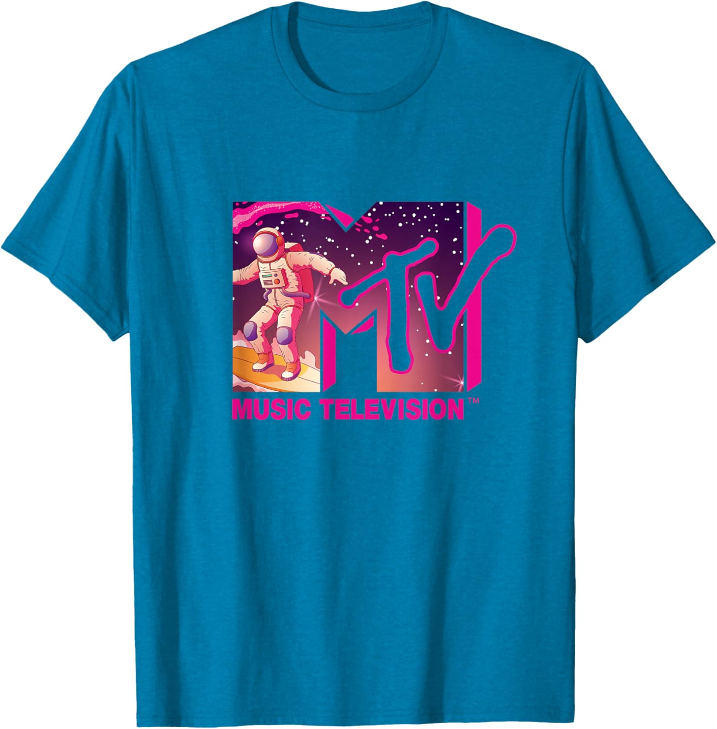 Mademark x MTV Surfing Astronaut Space T-Shirt - Official MTV Logo Tee - 12