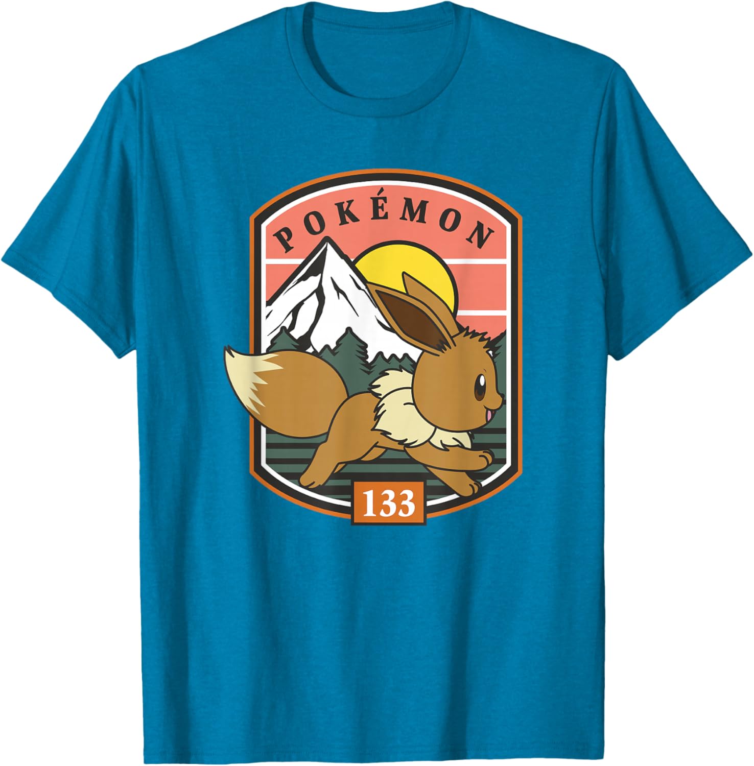 Eevee Outdoor Adventure T-Shirt for Pokémon Fans - Forest Park Badge Design - 3