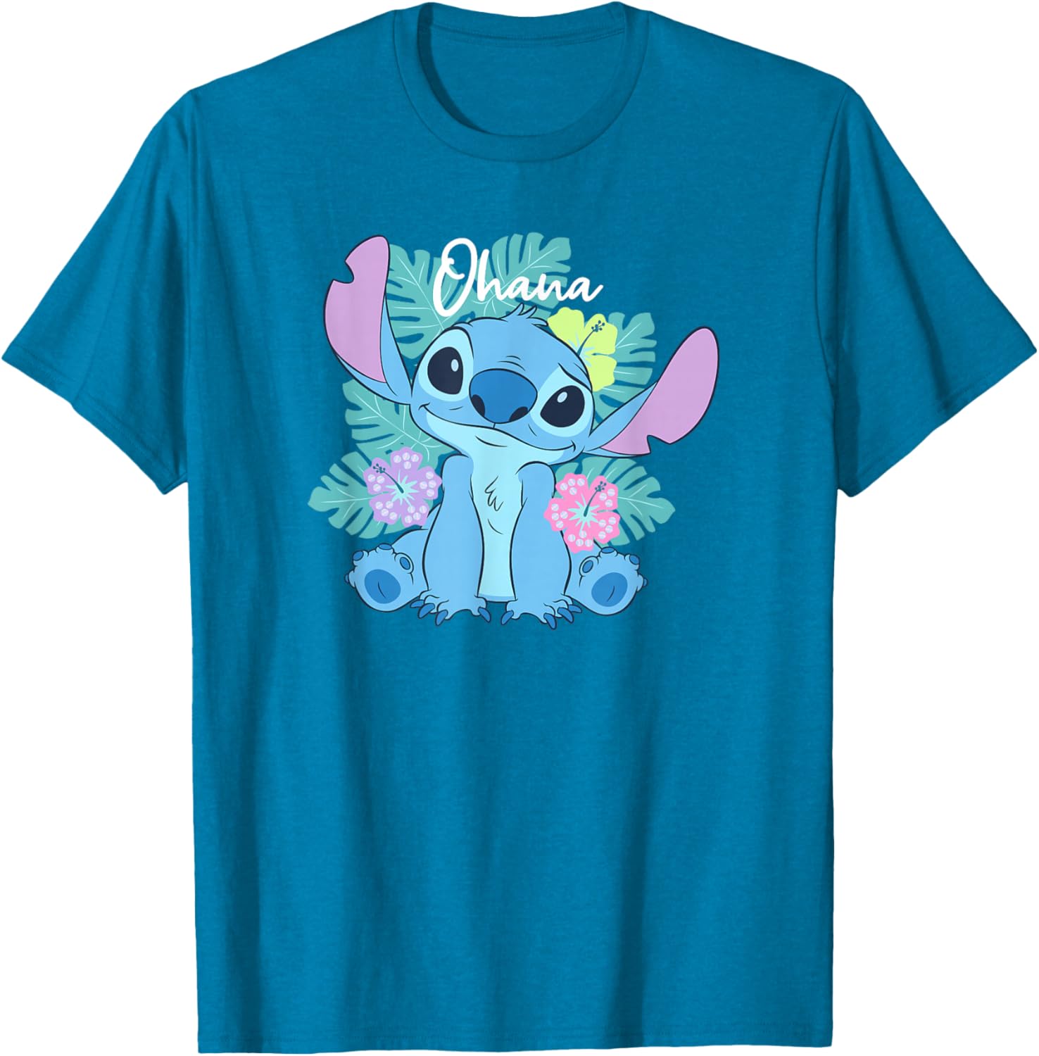 Disney Lilo and Stitch Ohana Floral Logo T-Shirt for Fun Family Style - 1