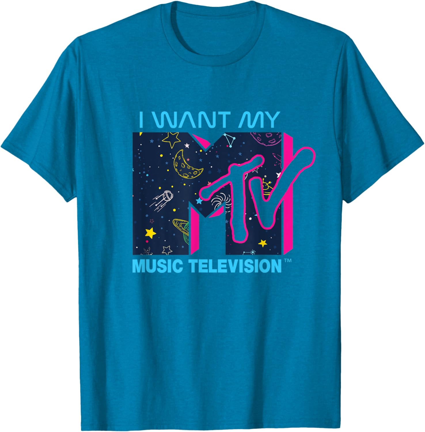 Mademark x MTV Official I Want My MTV Logo Space T-Shirt for Fans - 1