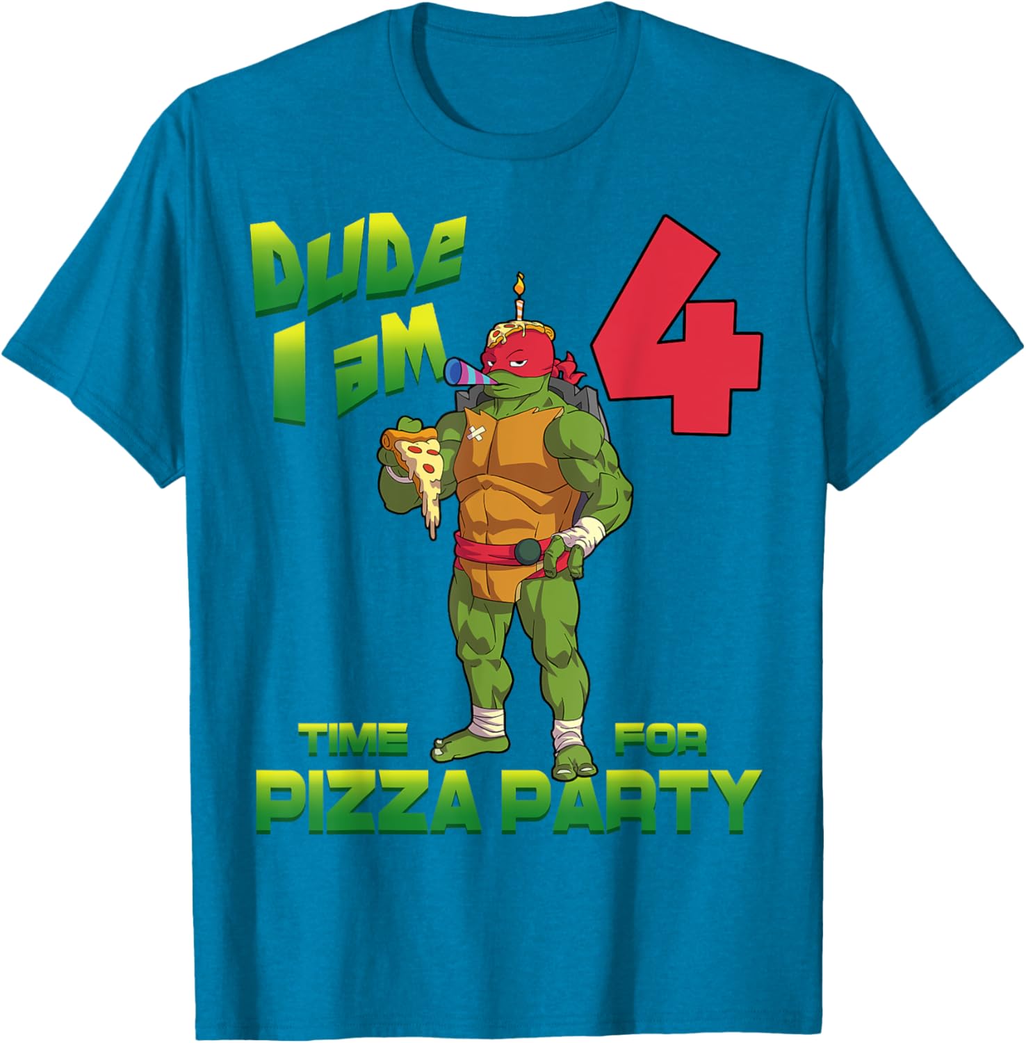 TMNT Raph Pizza Birthday Party T-Shirt for 4 Year Olds - Fun Kid's Clothing - 3