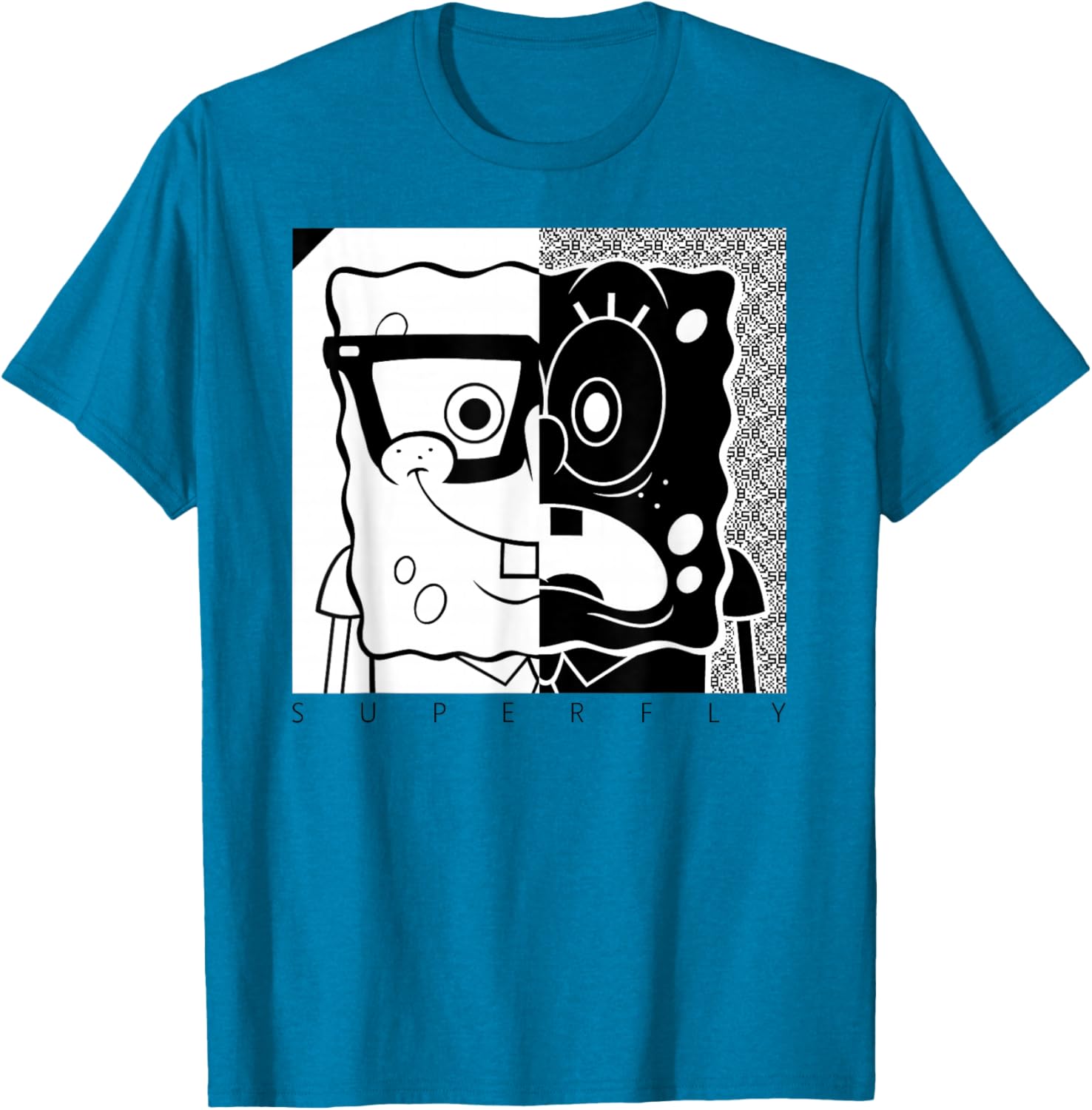 SpongeBob SquarePants Superfly Black and White T-Shirt for Fans - 2