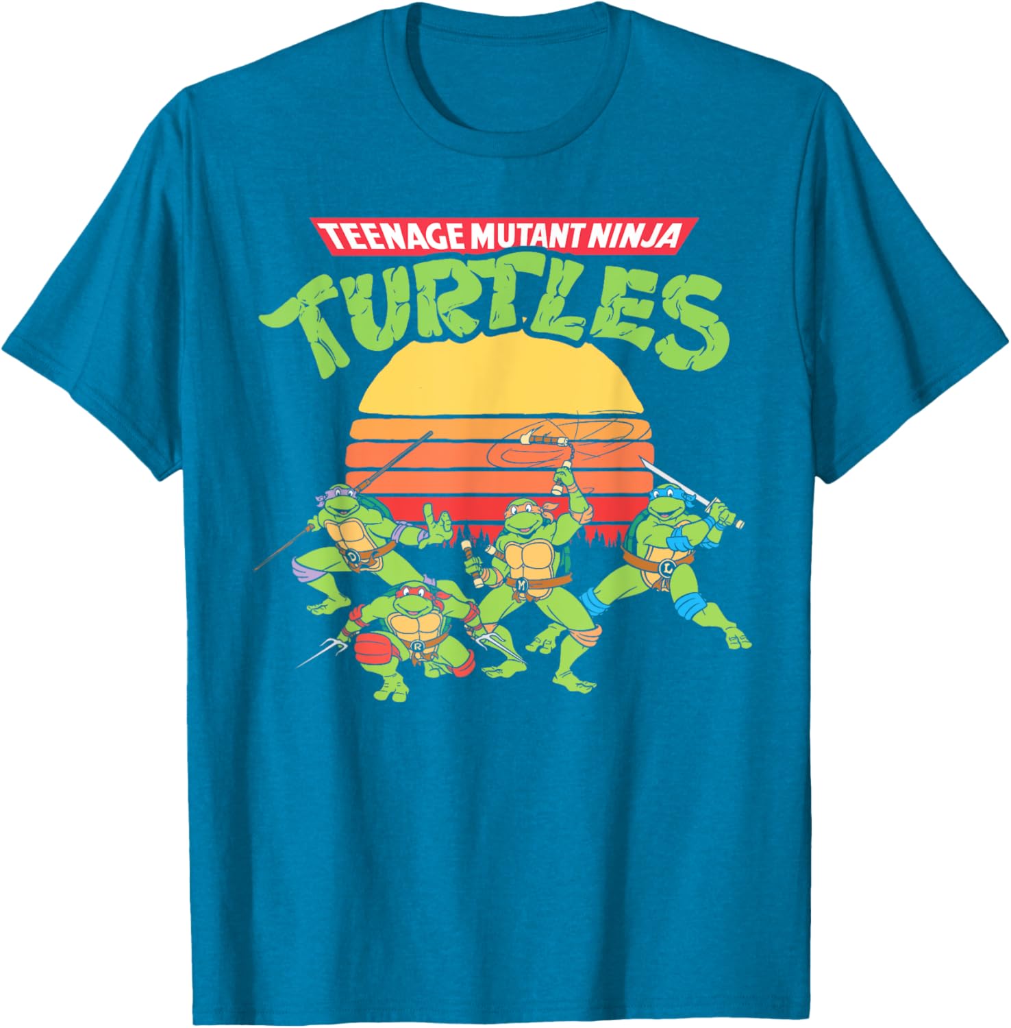 Mademark Teenage Mutant Ninja Turtles Retro Logo Eighties Sunset T-Shirt - 9