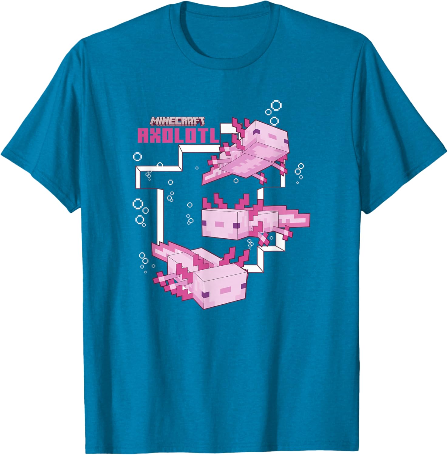 Cute Minecraft Pink Axolotl Pond T-Shirt for Kids and Adults - 1