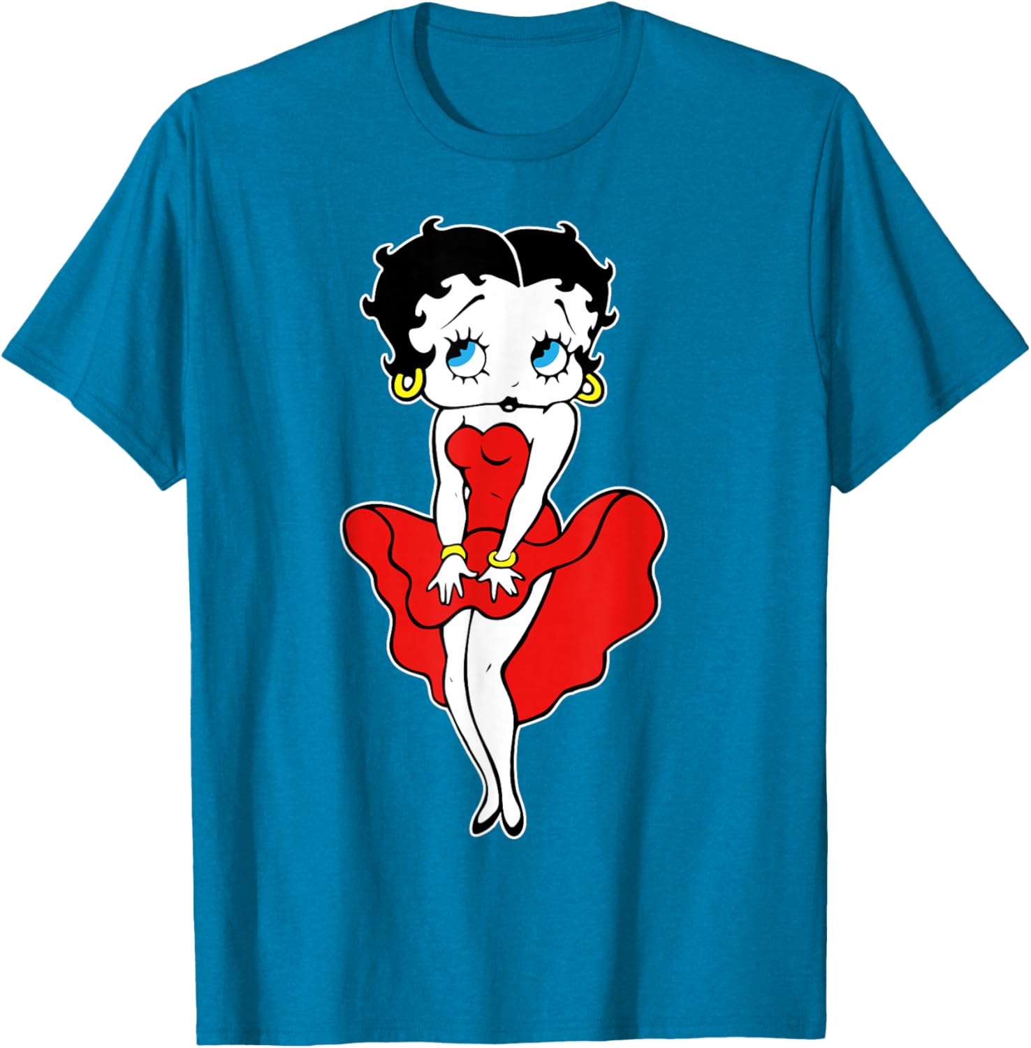 Classic Betty Boop Retro Red Dress T-Shirt for Fun Cartoon Lovers - 7
