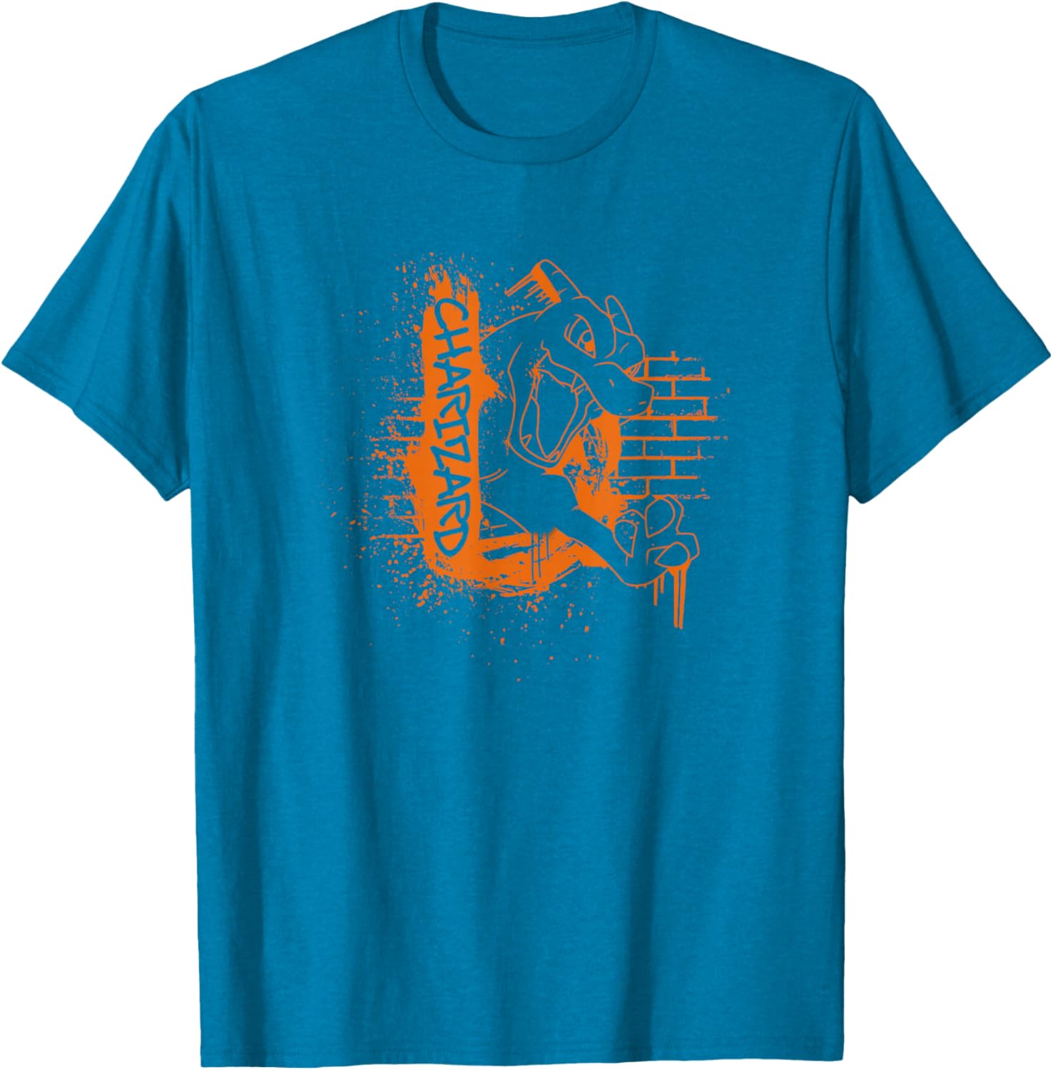 Charizard Orange Street Art T-Shirt - Cool Graffiti Style Apparel - 2