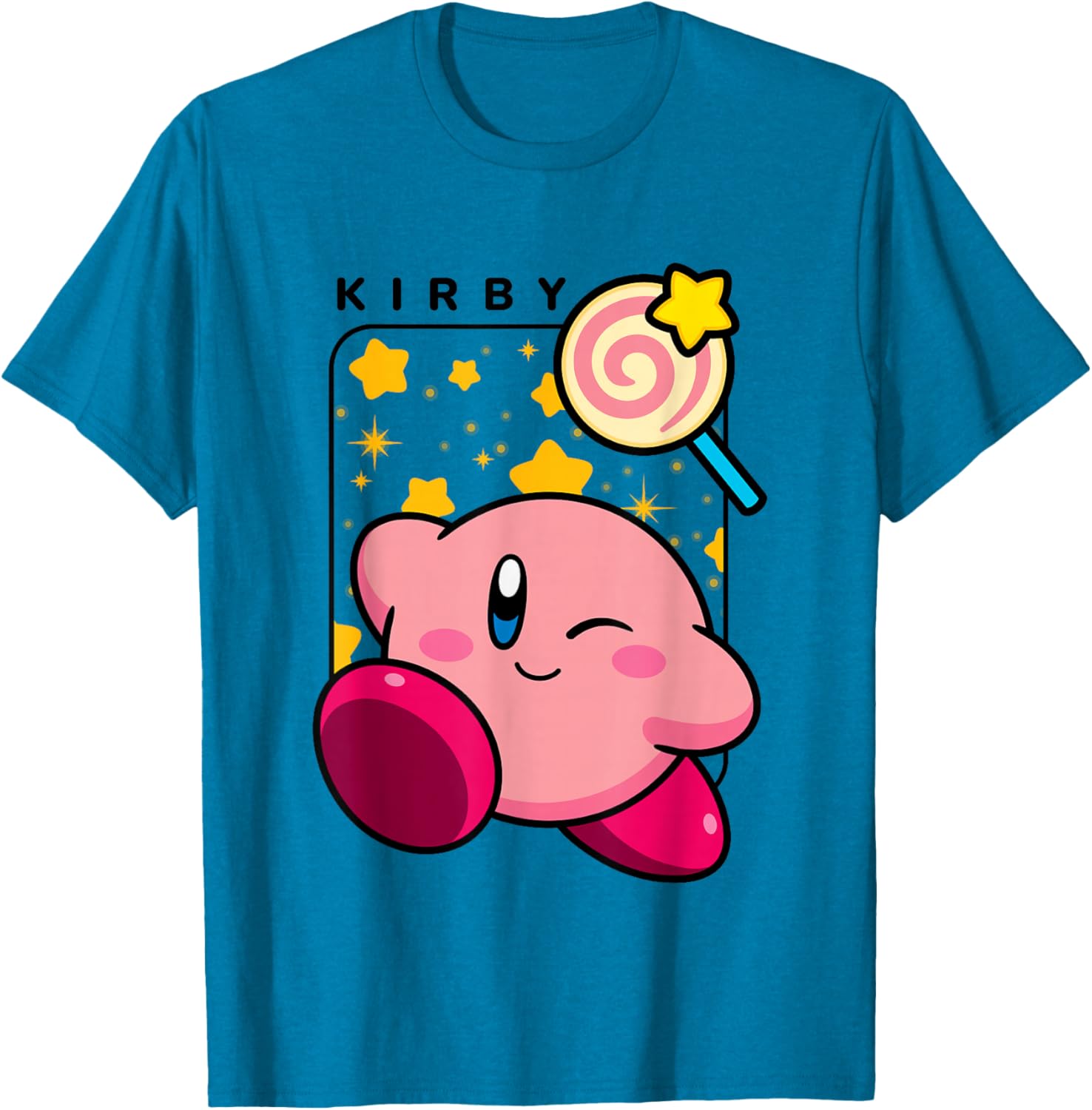 Cute Kirby Lollipop Stars Graphic T-Shirt for Nintendo Fans - 4