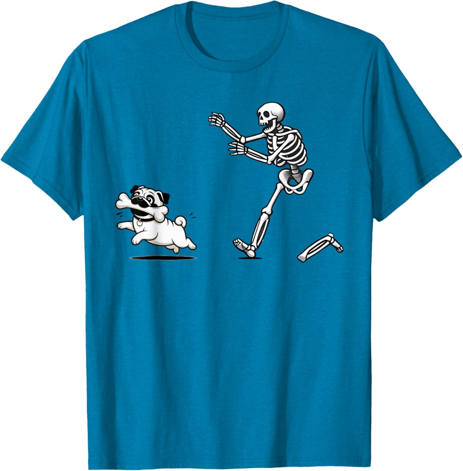 Funny Pug Stealing Bone from Skeleton T-Shirt for Dog Lovers - 8