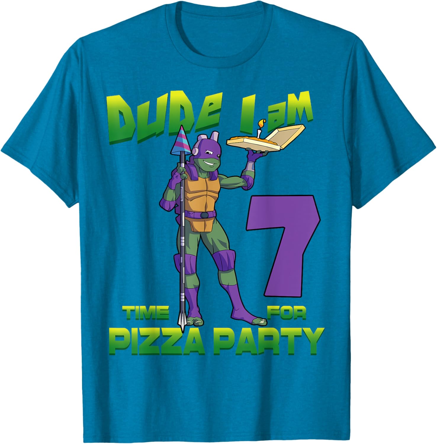Cool TMNT Donatello Pizza Birthday Party T-Shirt for 7 Year Old Boys - 9