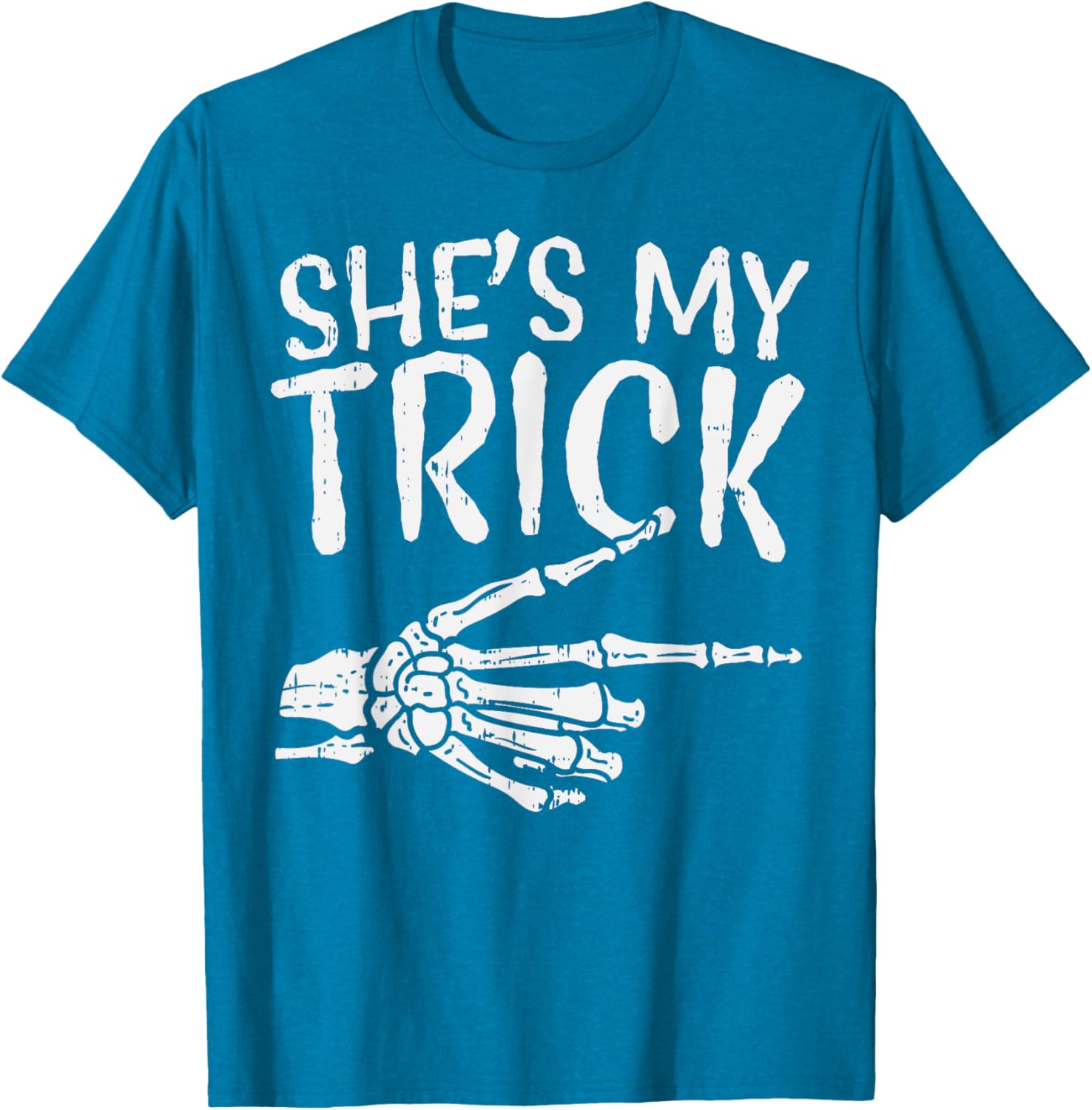 Cute Boyfriend T-Shirt for Matching Halloween Costume - She’s My Trick Design - 16