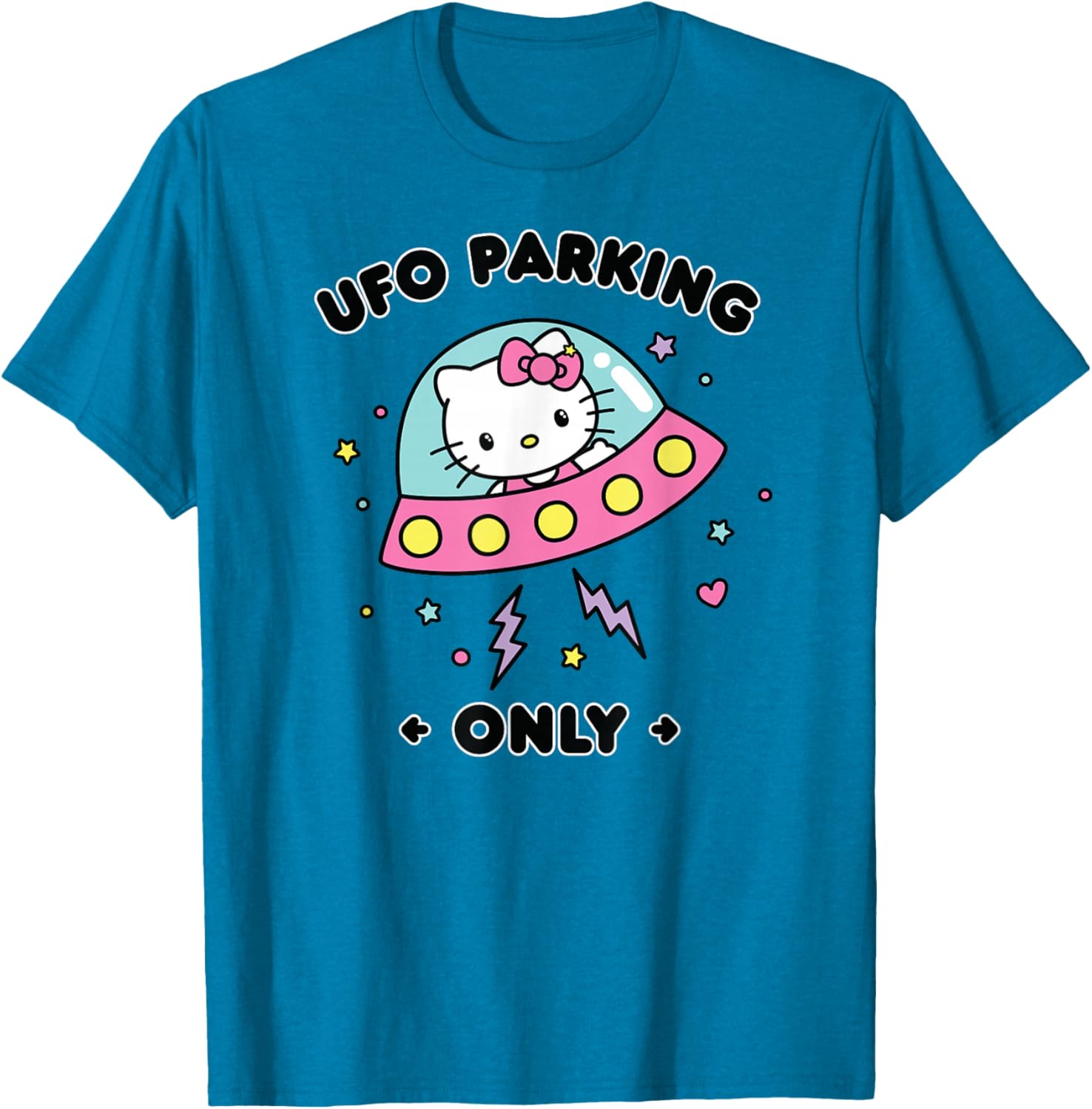 Hello Kitty UFO Parking Only Area 51 Alien Spaceship T-Shirt for Fun Lovers - 8