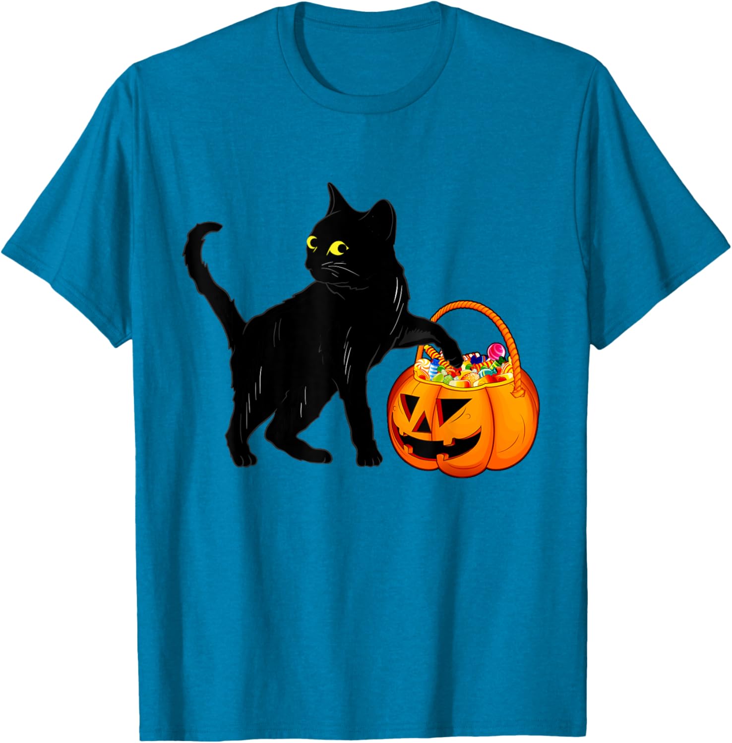 Halloween Black Cat Pumpkin T-Shirt Cute Candy Jack O' Lantern Design - 5
