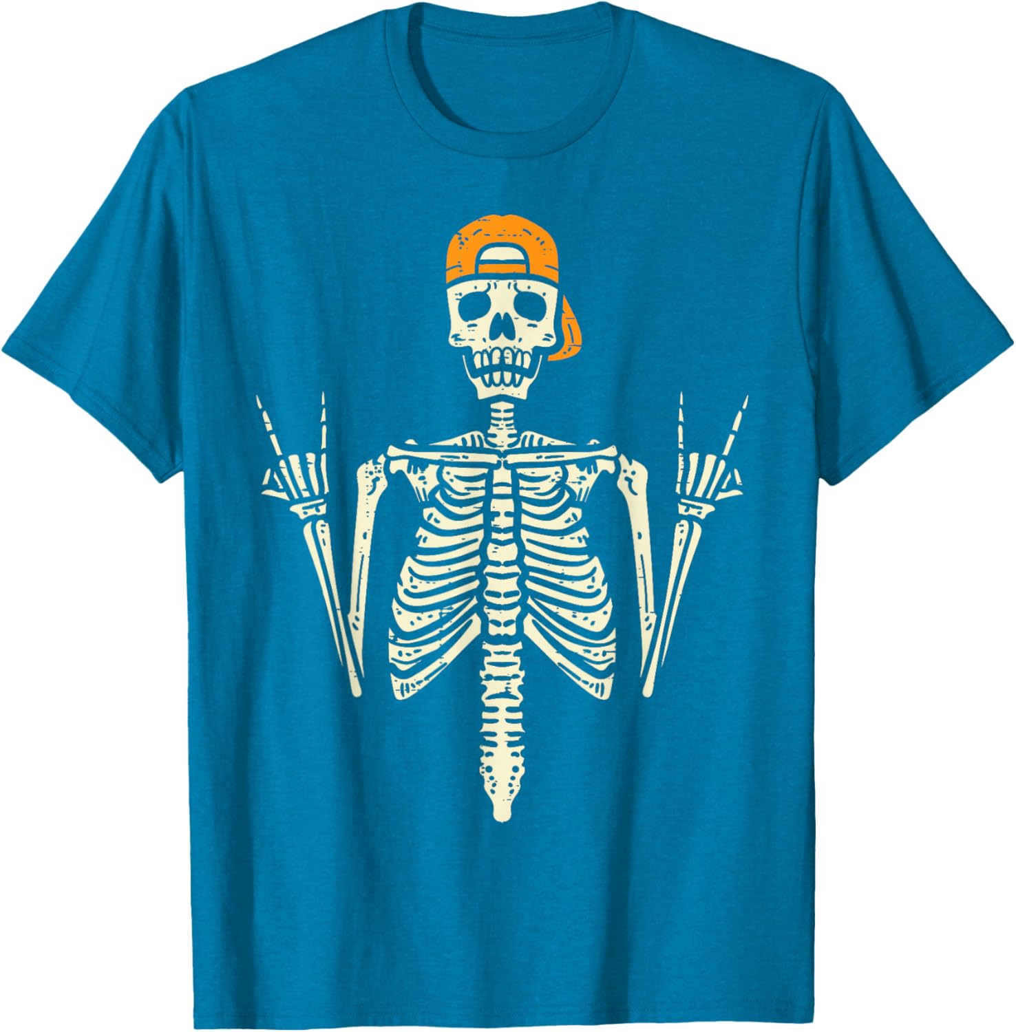 Cool Rocker Skeleton Cap Skater T-Shirt for Halloween Punk Rock Style - 19