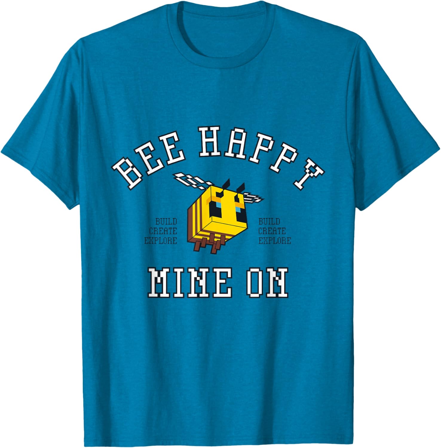 Minecraft Bee Happy T-Shirt for Gamers - Build Explore Create Fun Apparel - 7