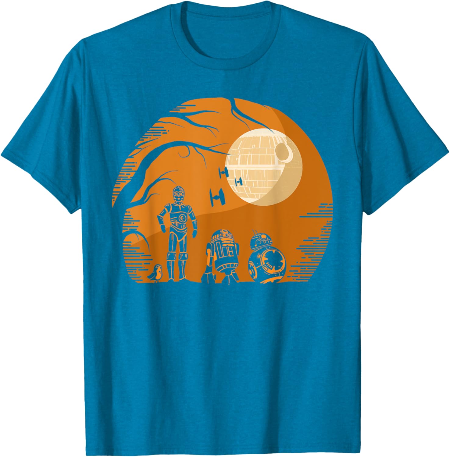 Star Wars Droid Halloween T-Shirt with Death Star Portrait in Orange Hue - 4
